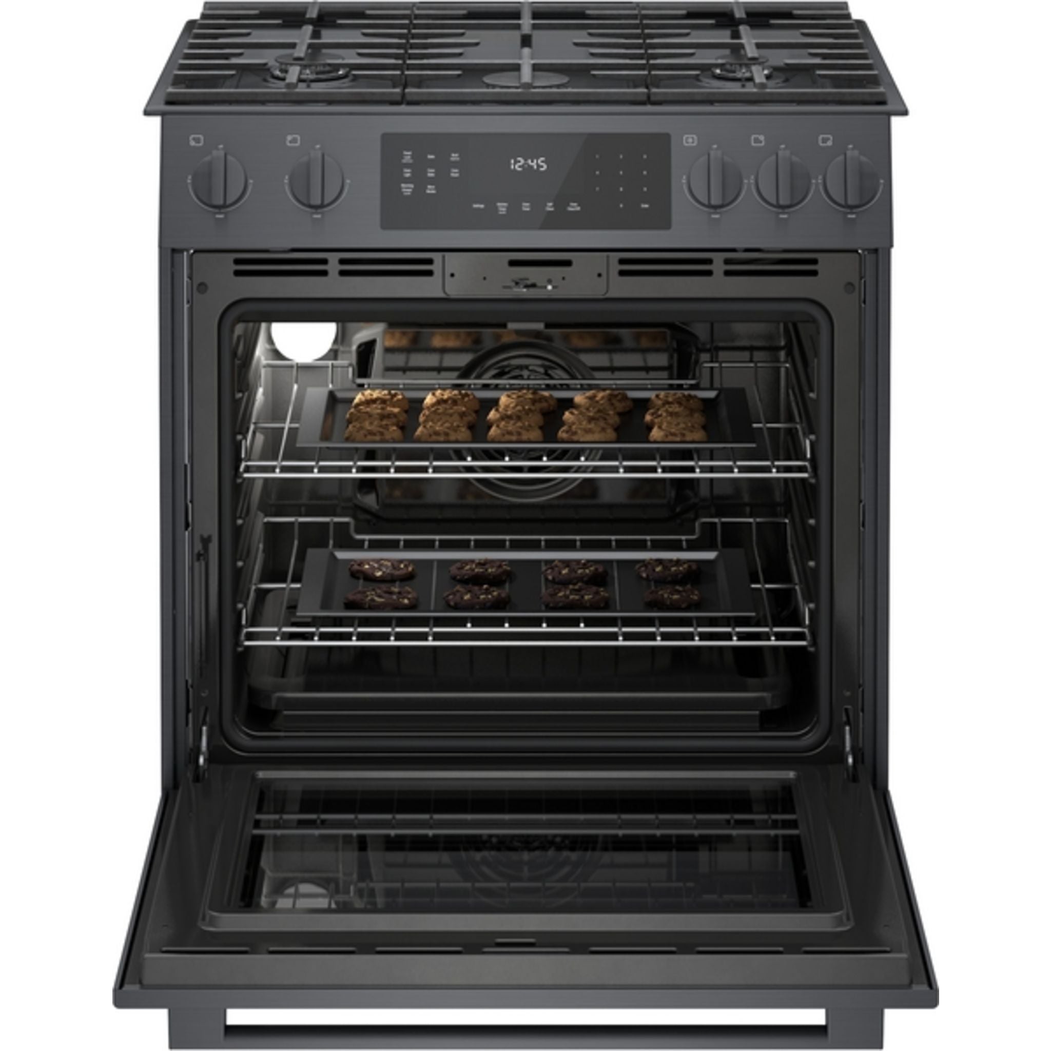 Bosch 30 Inch Slide-In Gas Range with 4 Burners - HGI8046UC Black Stainless Steel for Modern Kitchen Cooking