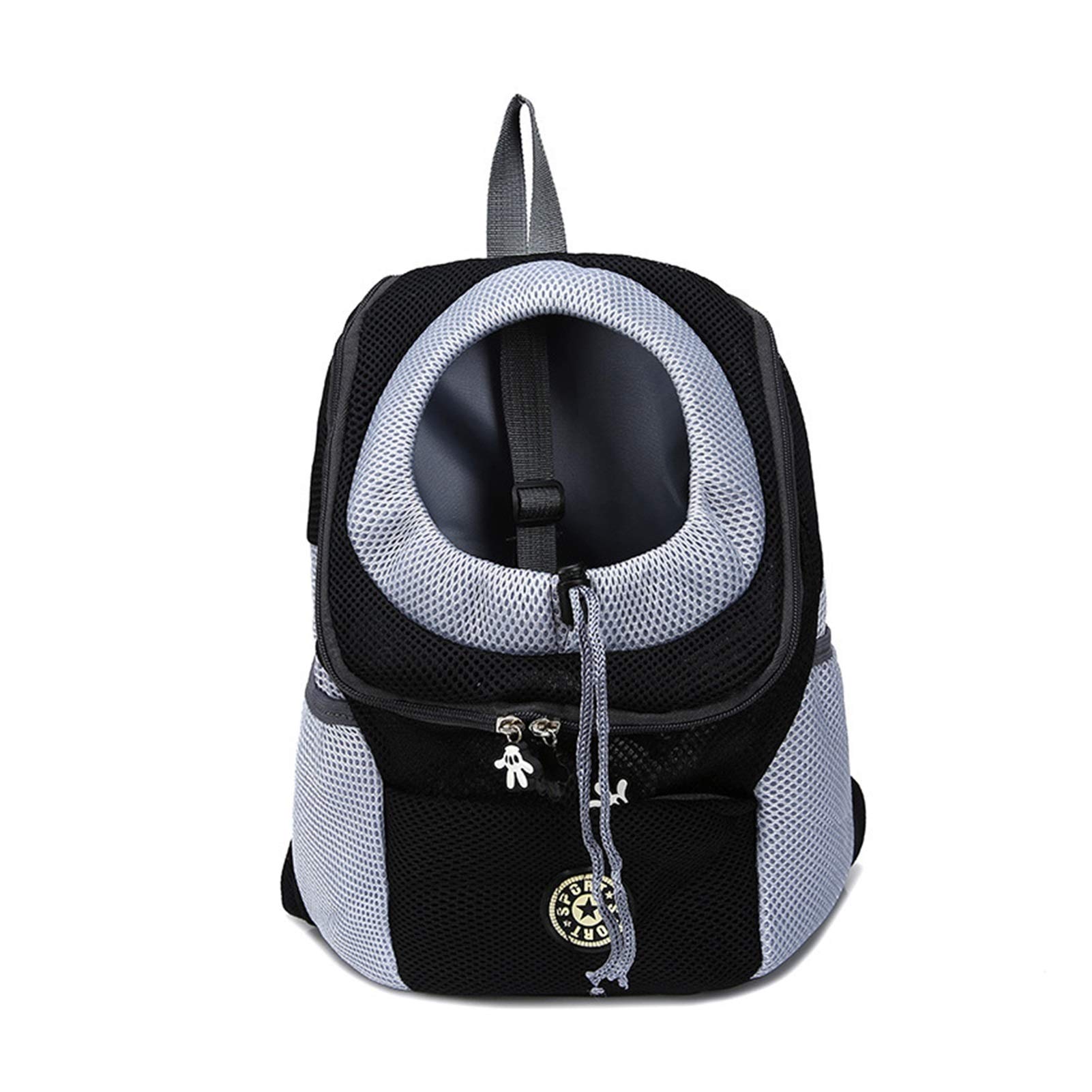 **Portable Pet Carrier Backpack for Dogs & Cats - Breathable Mesh Travel Bag, Front & Back Carry, Black (Size M: 30x34x16cm) - Perfect for Hiking, Camping & Air Travel**