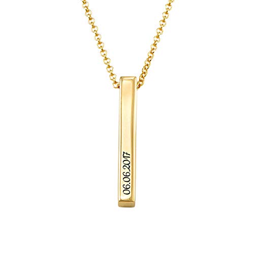Personalized Name Engraved Bar Necklace - Custom Vertical Bar Pendant in Sterling Silver/Copper - Unique Birthday Gift for Women, Girlfriend, Wife - Perfect for Anniversaries, Valentine's Day & Special Occasions