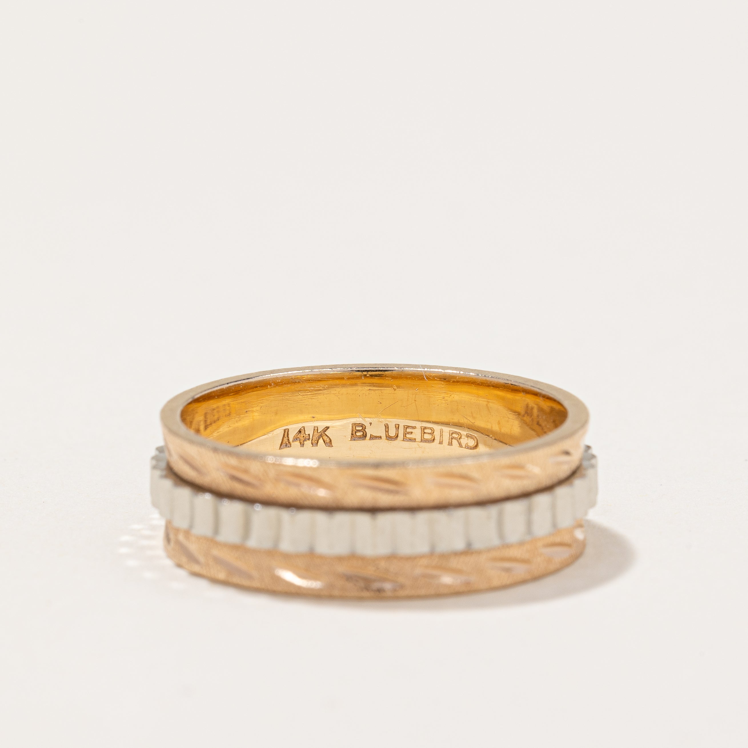 Vintage 1930s Two Tone Gold Wedding Band Ring - Size 8.5 - Perfect for Antique Jewelry Collectors & Vintage Style Brides