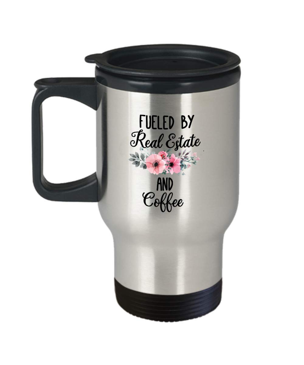 Insulated Real Estate Agent Travel Mug - Leak Proof Coffee Tumbler for Commuting, Open Houses & Client Meetings - 16oz Stainless Steel Reusable Cup with Handle