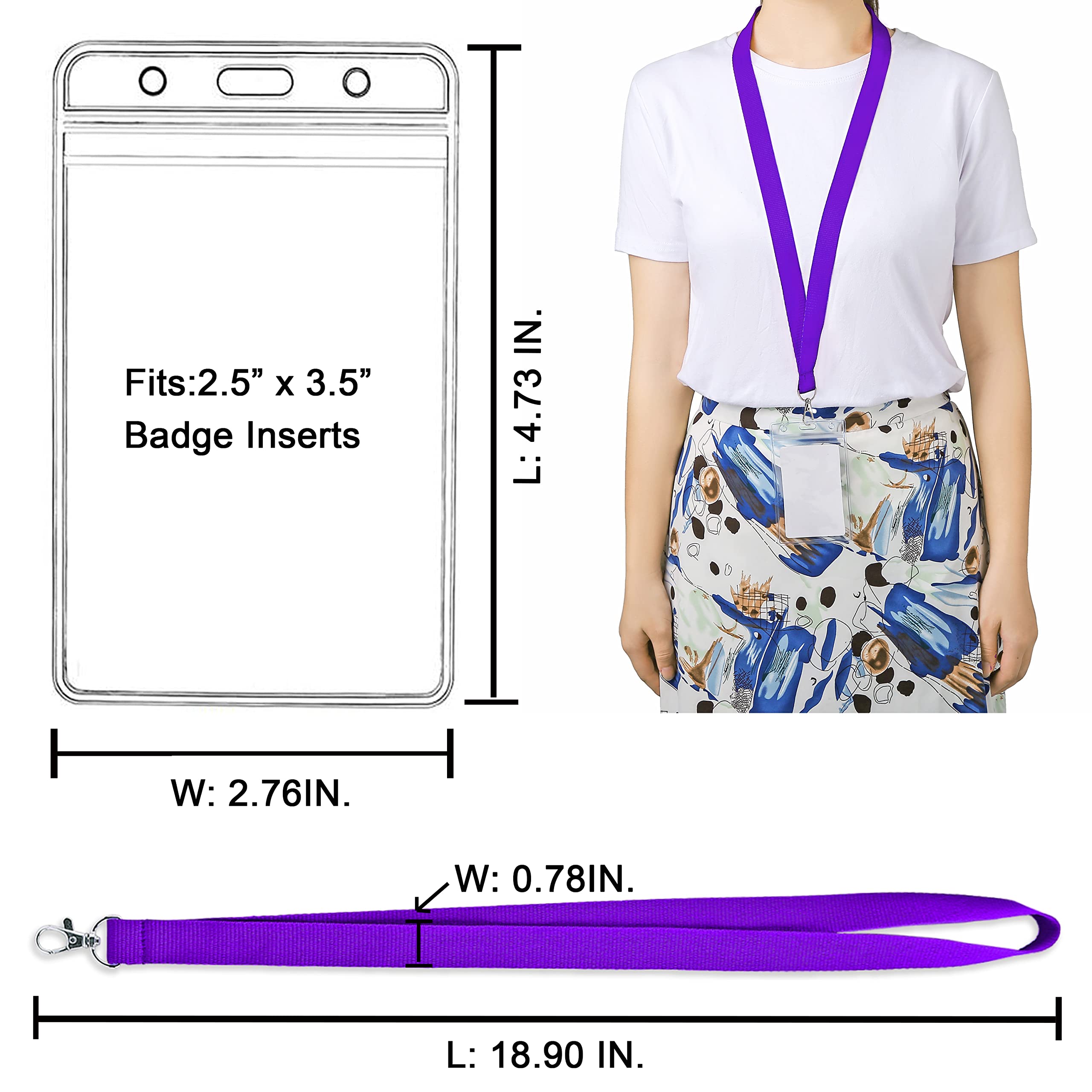 Bright Neon Purple Lanyards (12 Pack) - Waterproof ID Badge Holders for Cruise Ships & Events