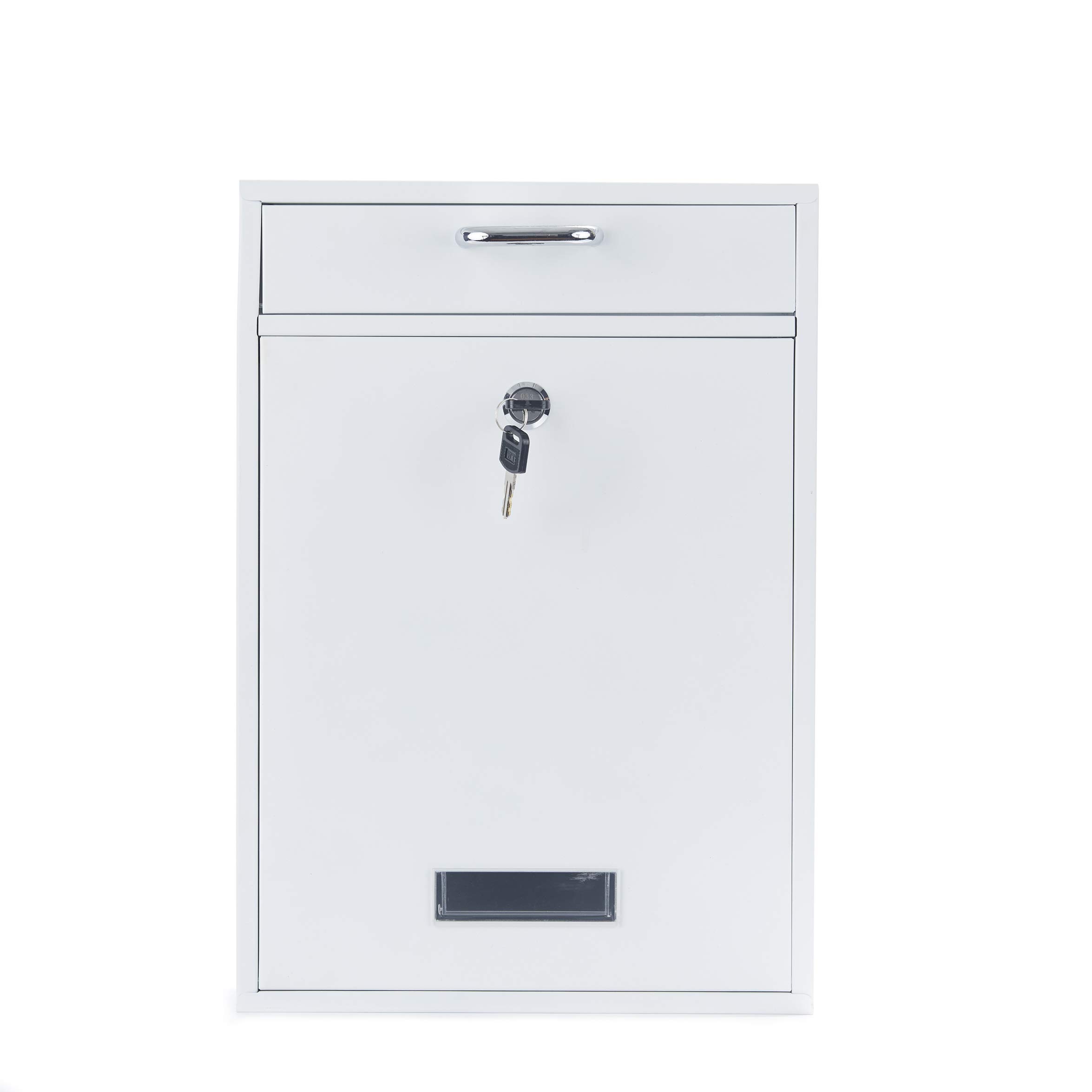 Wall Mounted Locking Vertical Dropbox Mailbox - Heavy Duty Galvanized Steel Security Mailbox (Large Size) | Perfect for Apartments, Offices & Secure Package Delivery