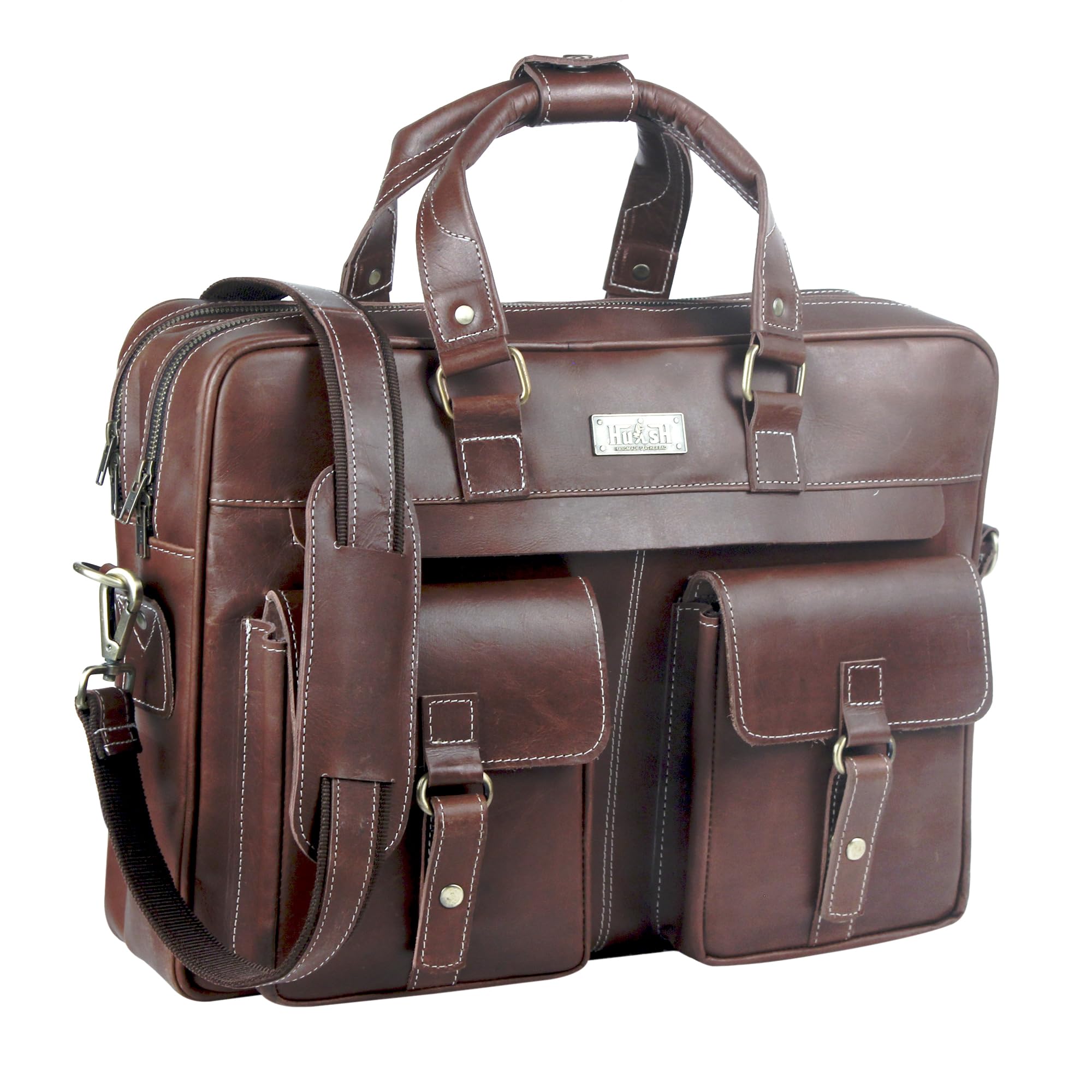 Premium Genuine Leather Briefcase for Men - 17 Inch Laptop Bag with Spacious Compartment | Durable Business & Office Work Bag for Professionals, Travel & Daily Commute