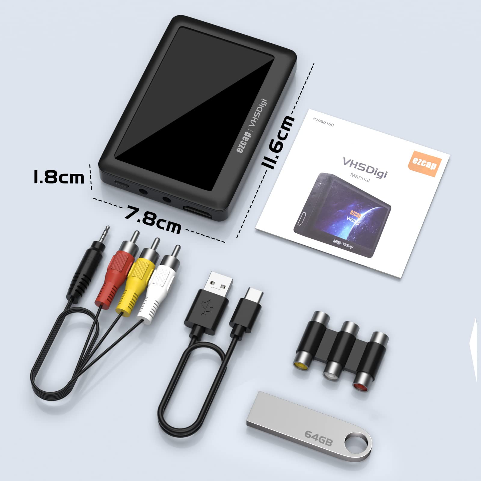 VHS to Digital Converter 3.0 - Convert VHS Tapes, Hi8, Camcorder, DVD, TV Box & Gaming Videos to Digital Format with 4.3