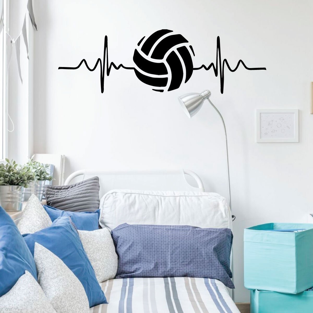Heartbeat Volleyball Wall Decal - Premium Vinyl Sports Art Decor for Bedroom, Playroom & Gym - Easy to Apply & Remove - Perfect for Volleyball Lovers & Sports Themed Room Decor