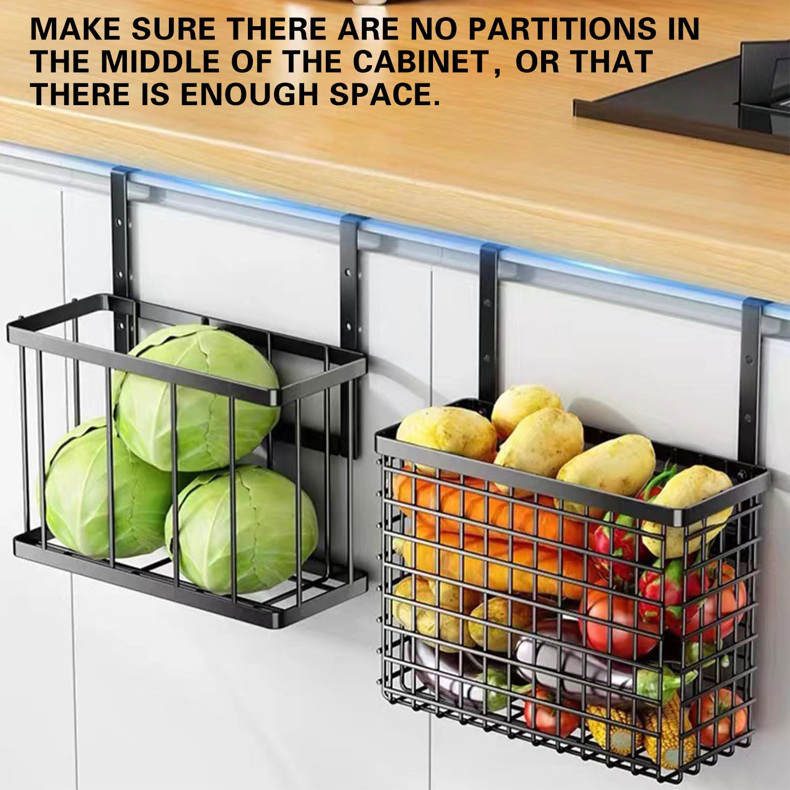 2 Pack Kitchen Cabinet Door Organizer with Towel Bar & 4 S-Hooks - Space Saving Storage for Cutting Boards, Spices & Utensils - Perfect for Pantry, Bathroom & Small Kitchen Organization