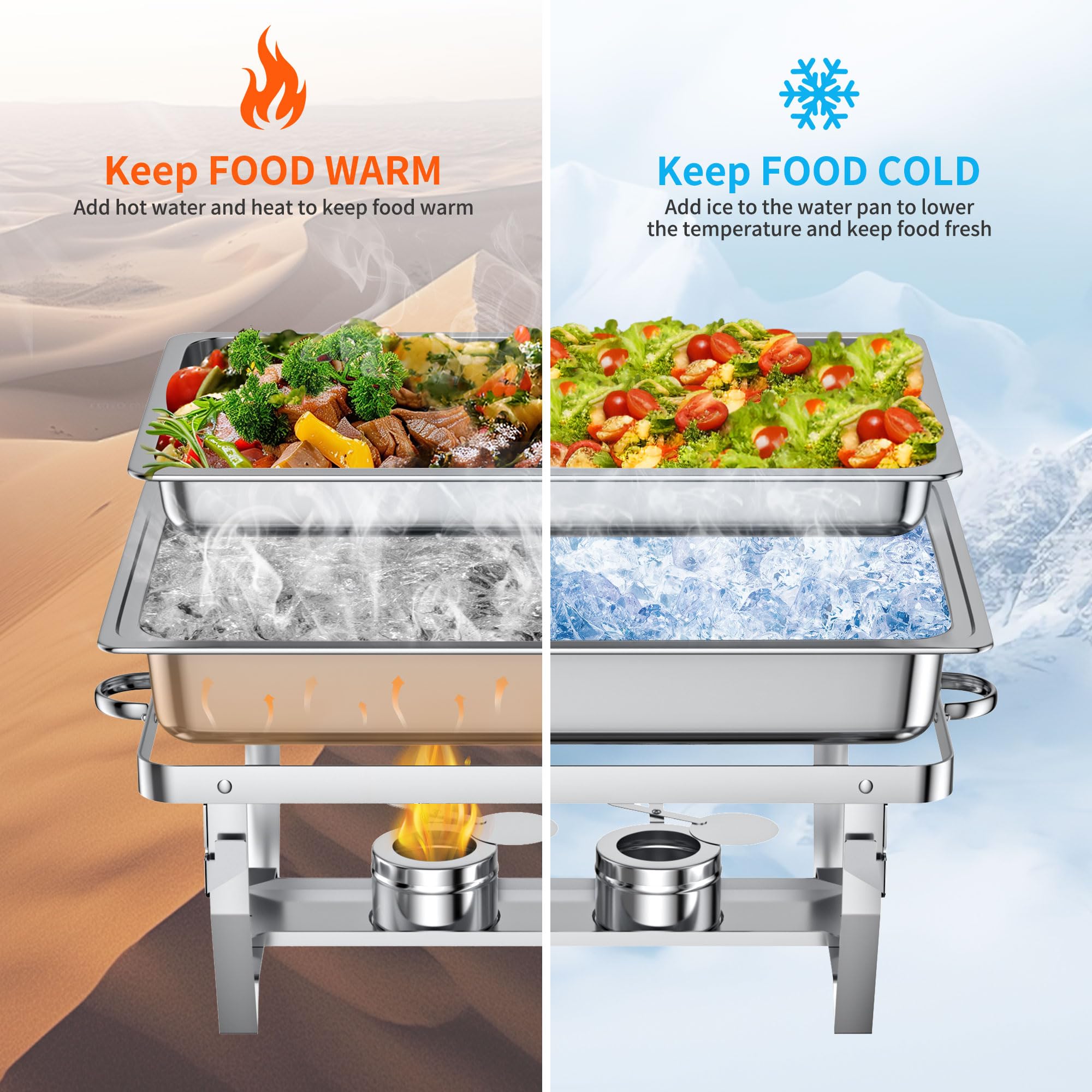 Premium Buffet Chafing Dishes Set - 3-Piece Stainless Steel Food Warmers with Lids for Catering, Parties & Events | Keep Food Hot for Hours | Perfect for Weddings, Banquets & Buffet Service