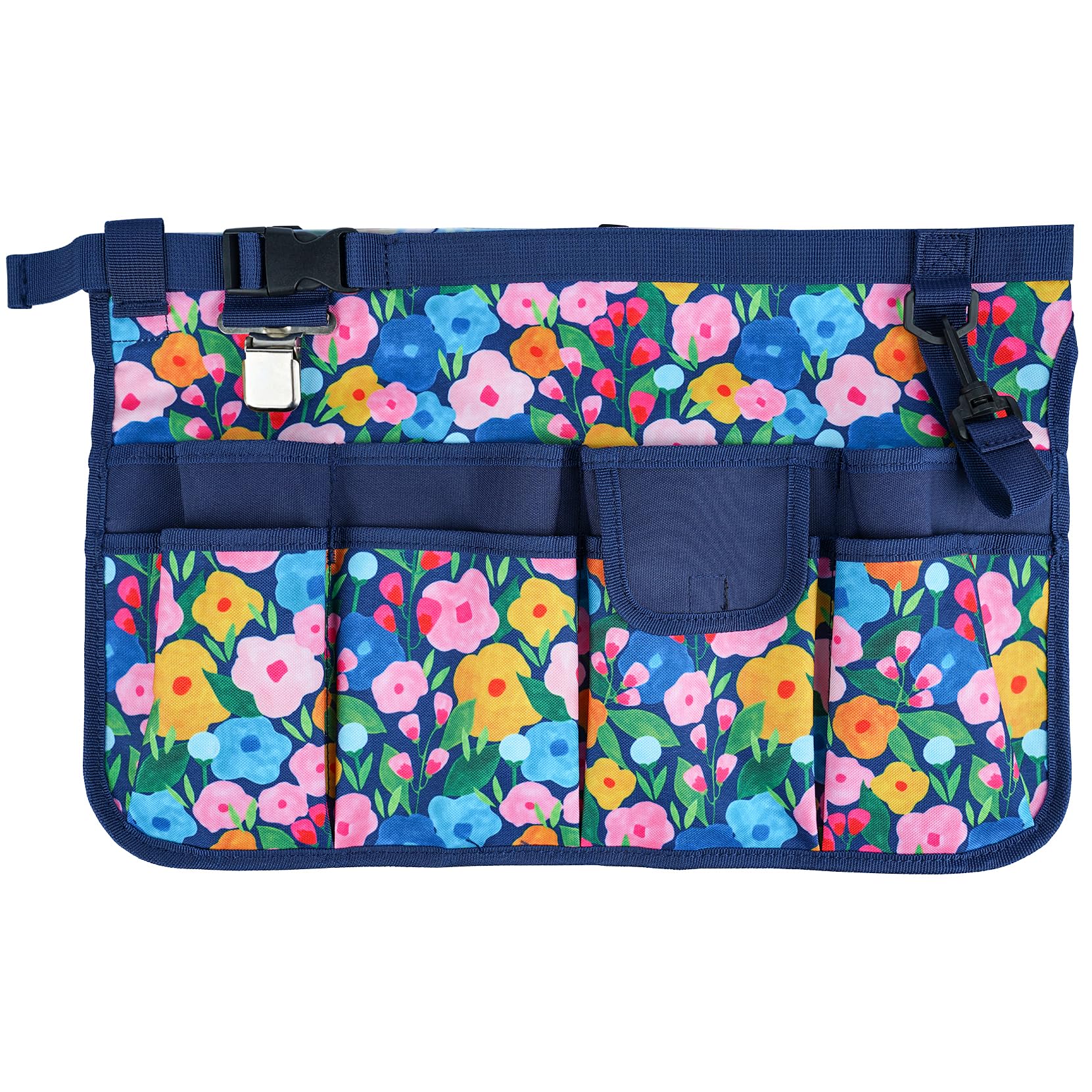 MELOTOUGH Bucket Organizer for Garden Tools - Fits 3.5 to 5 Gallon Buckets, Heavy Duty Tool Holder with Blue Flower Design - Perfect for Gardening, DIY Projects & Workshop Organization
