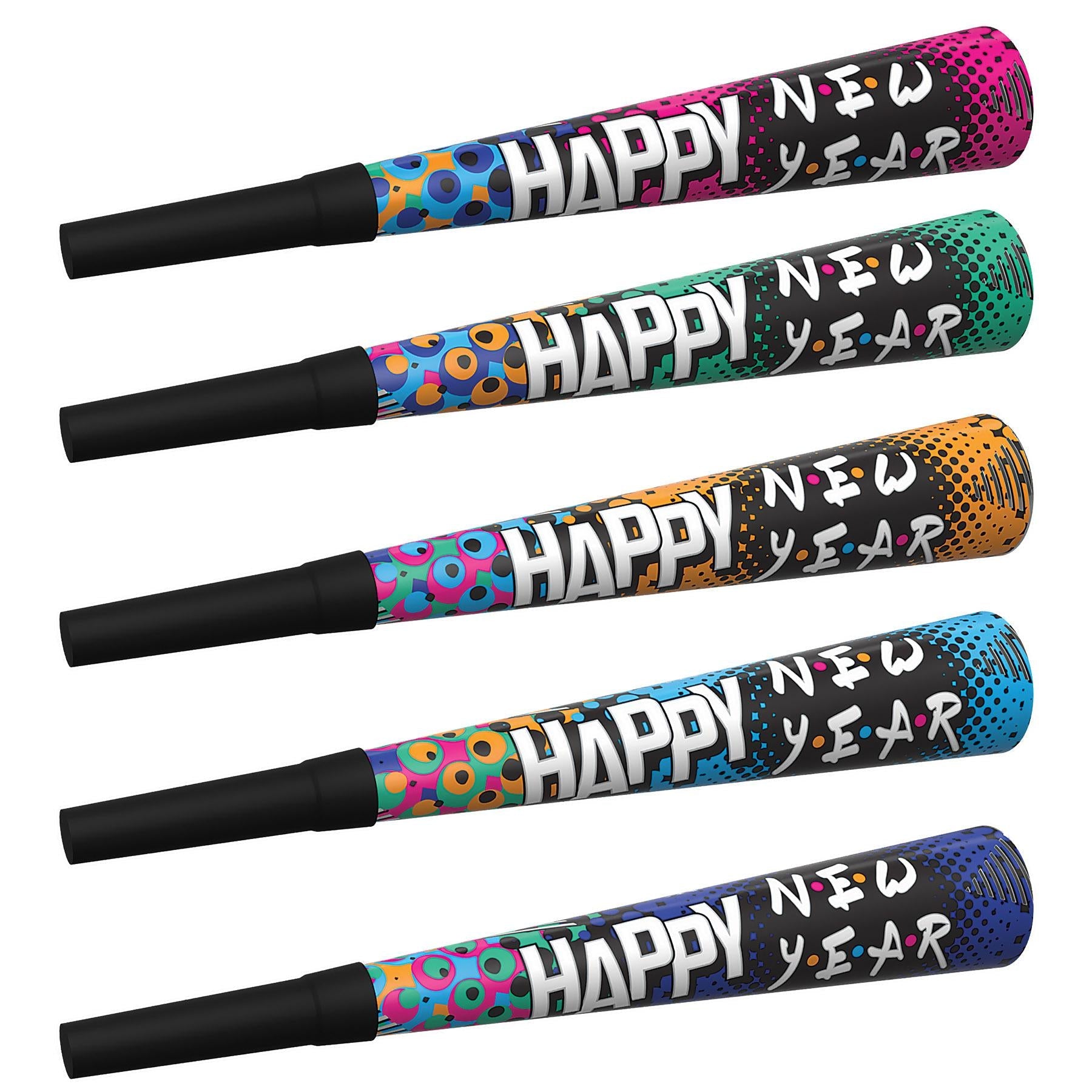 100 Pack Beistle 90's Happy New Year Horns - Nostalgic Party Blowers for New Year's Eve, Birthday Celebrations & Festive Events - Perfect for 90s Theme Parties & Decoration