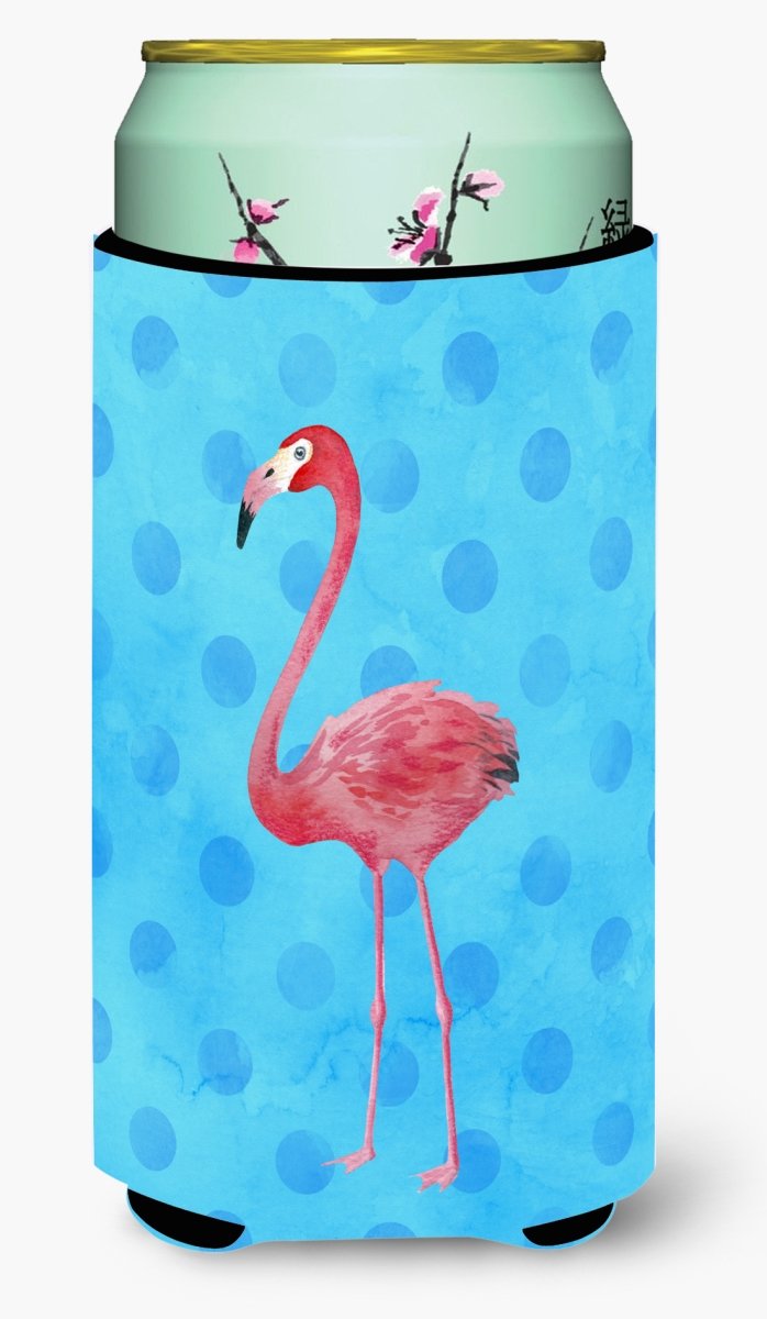 CoolCookware Flamingo Blue Polkadot Tall Boy Beverage Insulator Hugger - Insulated Can Cooler for Beer, Soda & Drinks - Perfect for Pool Parties, BBQs & Outdoor Events
