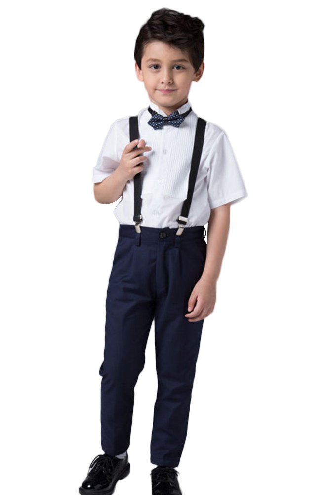 ICEGREY Boys Suspenders and Pants Set with Bow Tie - Formal Outfit for Weddings, Parties & Special Occasions
