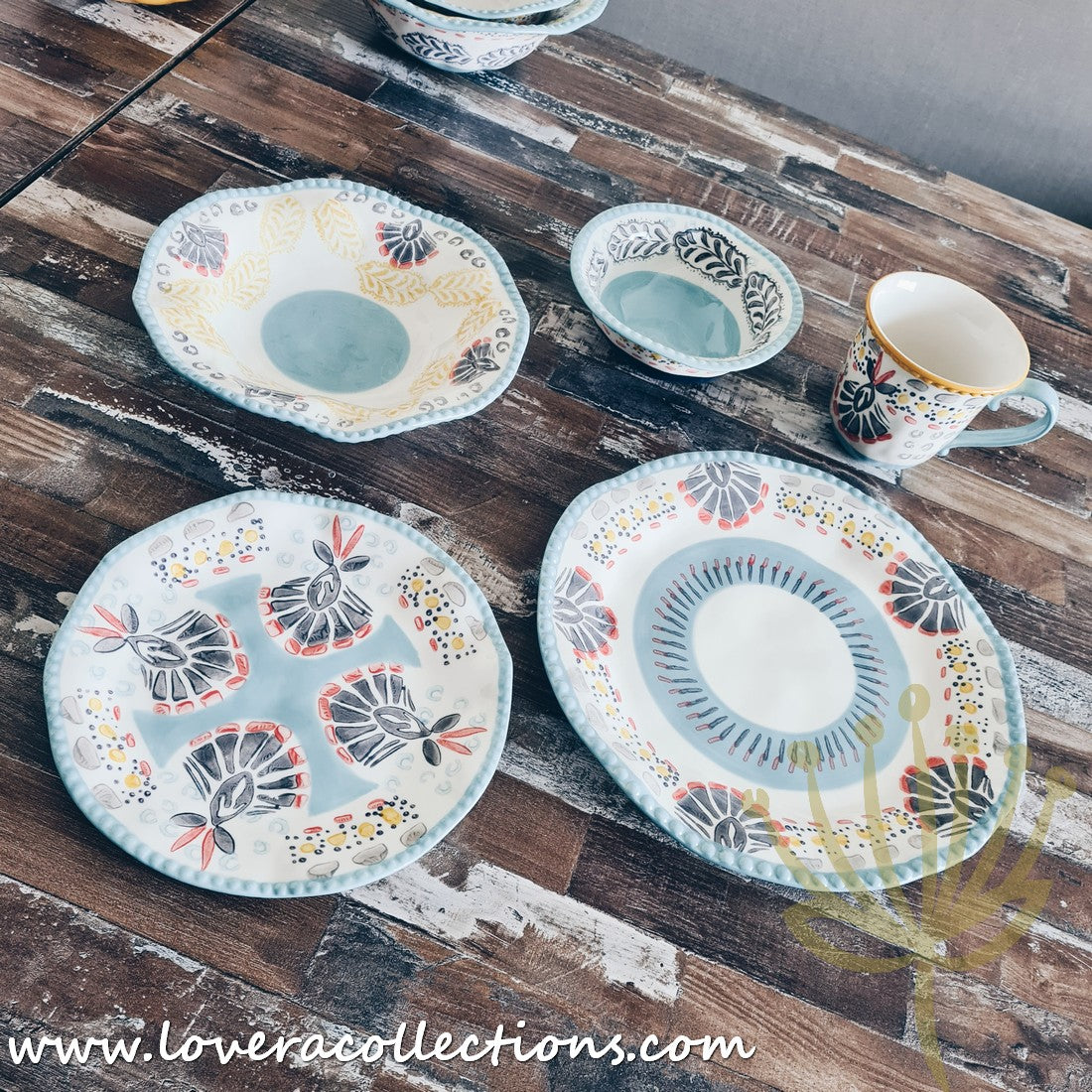Stylish Afrocentric Light Blue Dinnerware & Serveware Set - Perfect for Family Dinners, Entertaining Guests & Cultural Celebrations