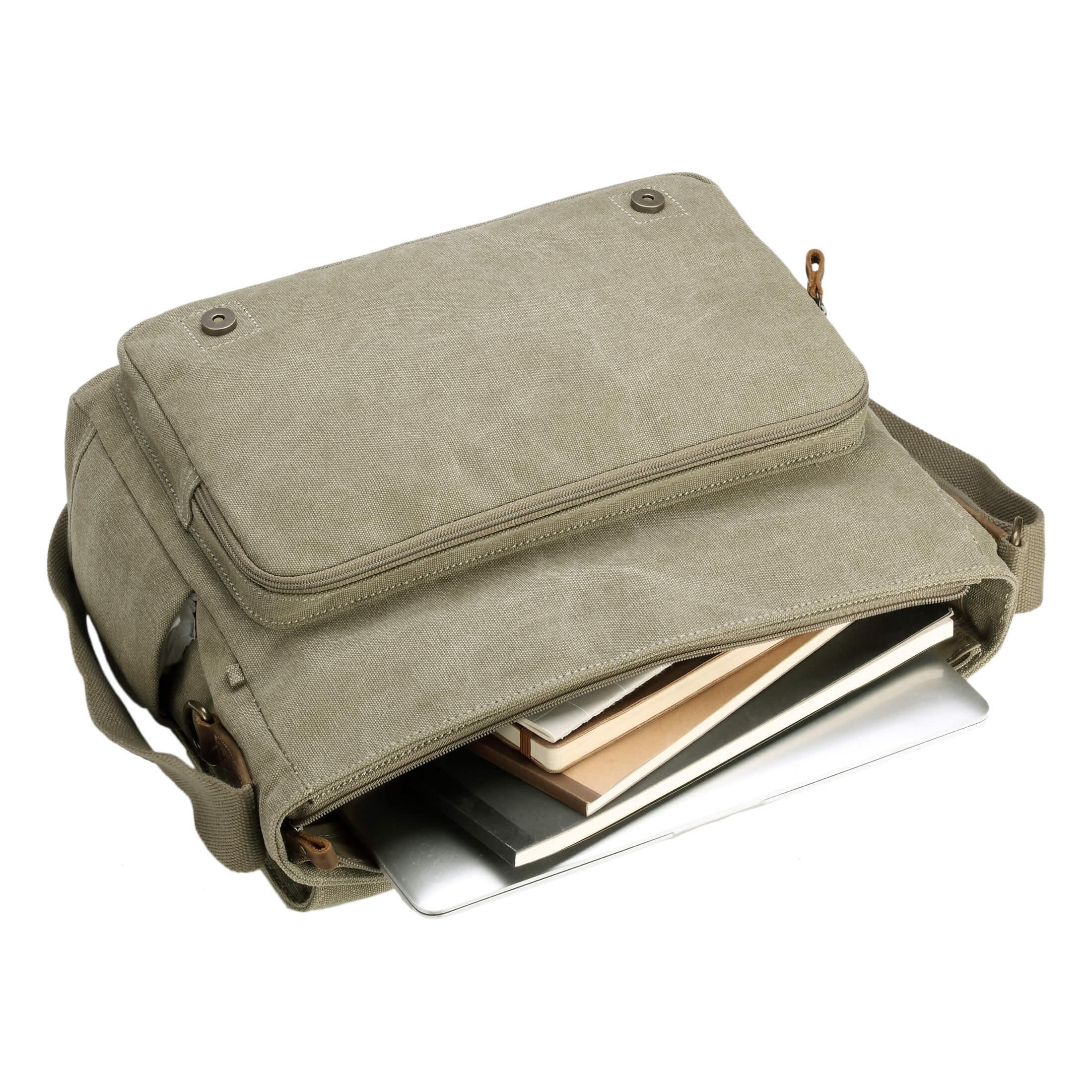 TRP0207 Troop London Classic Canvas Laptop Messenger Bag - Durable Water-Resistant Work & Travel Briefcase for Men & Women | Perfect for Office, Business Trips & Daily Commute