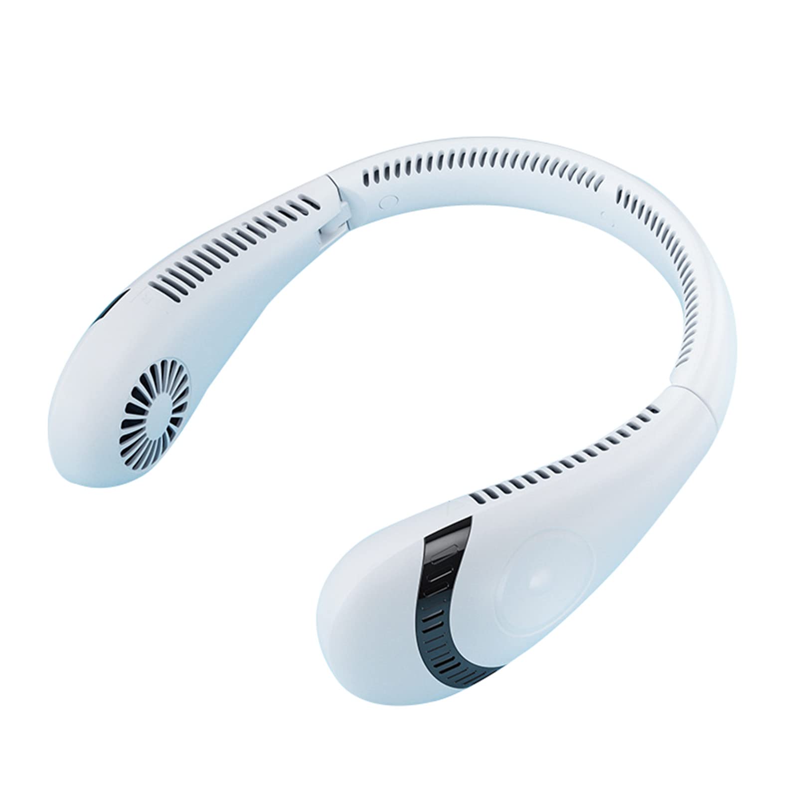 ILAXA Portable Neck Fan - USB Rechargeable Bladeless Personal Cooler with 3 Speed Settings, 3000mAh Battery, Hands-Free Wearable Design (White) - Perfect for Outdoor Activities, Travel, Office & Home Use
