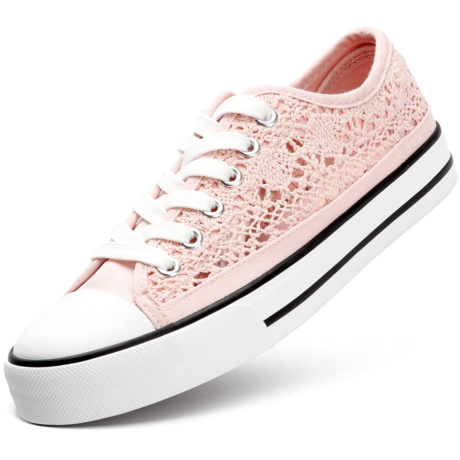 ZGR Women's Fashion Canvas Sneakers - Breathable Mesh Knit Upper Low Top Casual Walking Shoes for Women | Comfortable Everyday Wear for Work, Travel & Running