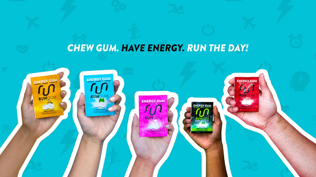 Run Gum Energy Gum Original - Caffeine Chewing Gum for Focus & Alertness (2 Pieces, Single Pack) - Perfect for Workouts, Studying & Long Drives