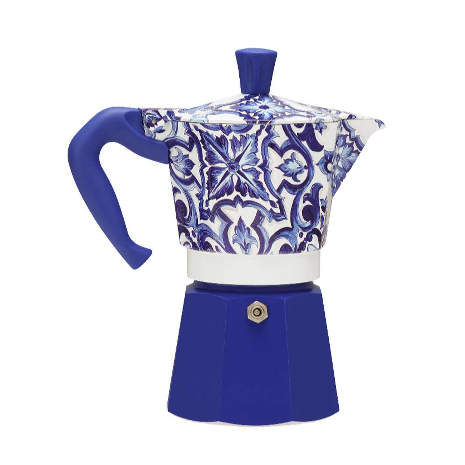 Bialetti Dolce&Gabbana Moka Express Stovetop Espresso Maker - 6 Cup Italian Coffee Machine in Mediterranean Blue | Perfect for Home Brewing & Gifts