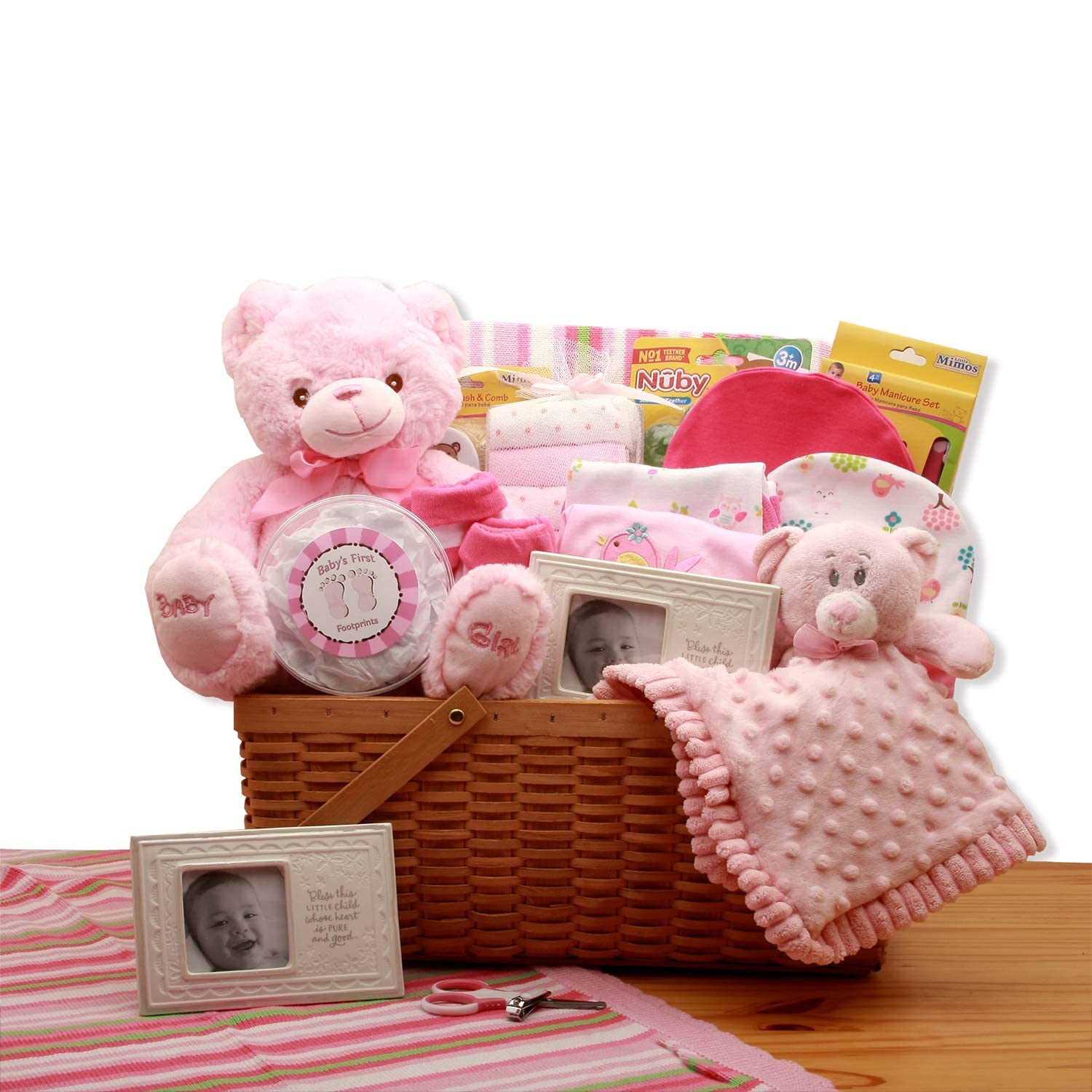 Adorable Pink Teddy Bear Gift Basket for Newborn Baby Girls - Perfect First Teddy & Baby Shower Gift for Newborns - Ideal for Nursery Decor, Christening, and Welcome Home Celebrations