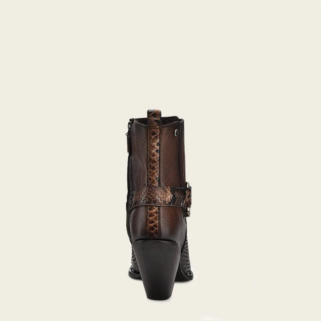 Women's Cuadra Brown Western Cowgirl Python Leather Ankle Boots - Stylish & Comfortable for Rodeo, Country Dancing & Everyday Wear