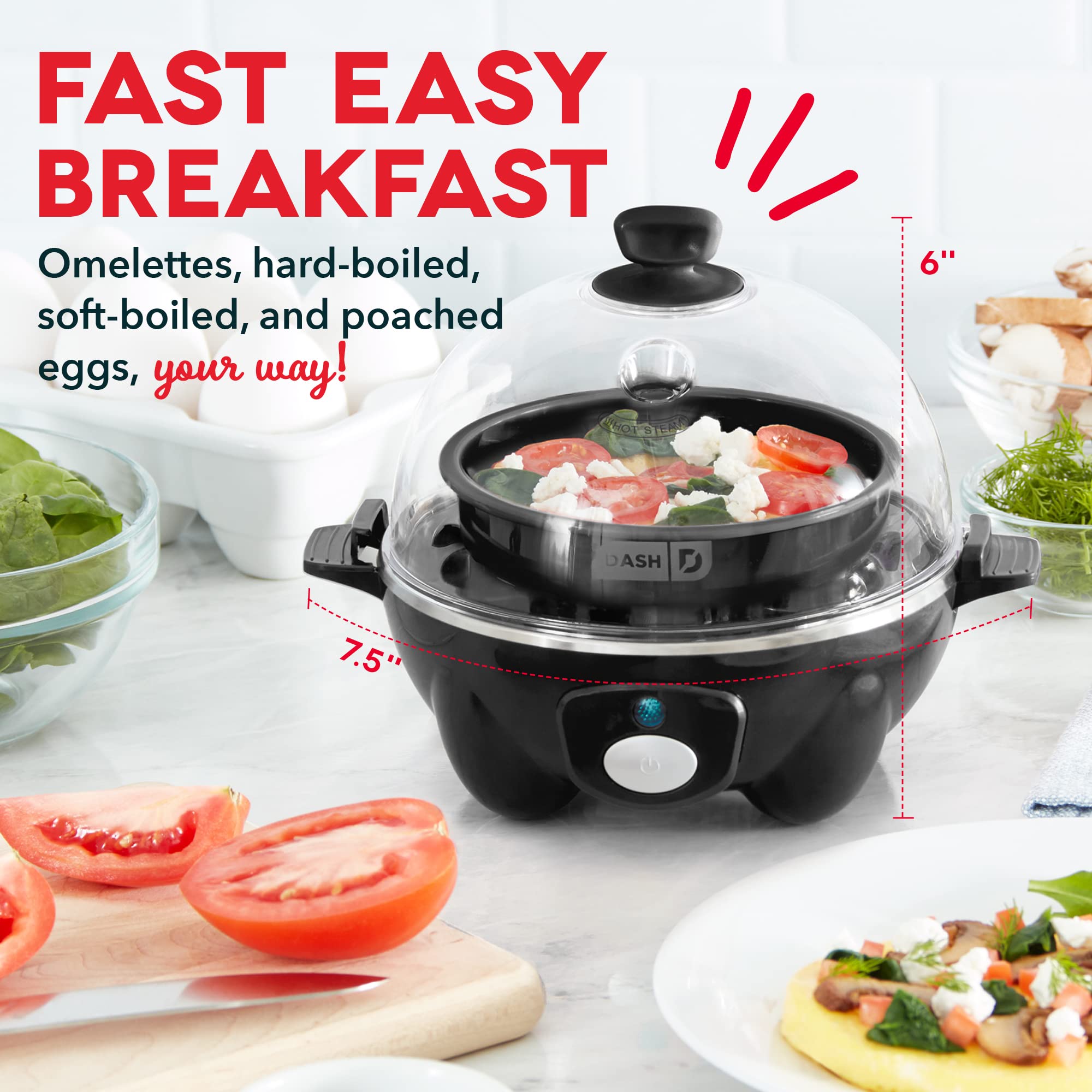 DASH Rapid Egg Cooker & Mini Waffle Maker - Electric Egg Cooker for Hard Boiled, Poached, Scrambled Eggs with Personal Waffle Iron - Perfect for Breakfast, Brunch & Quick Meals - Compact Kitchen Appliances for Small Spaces & Dorms