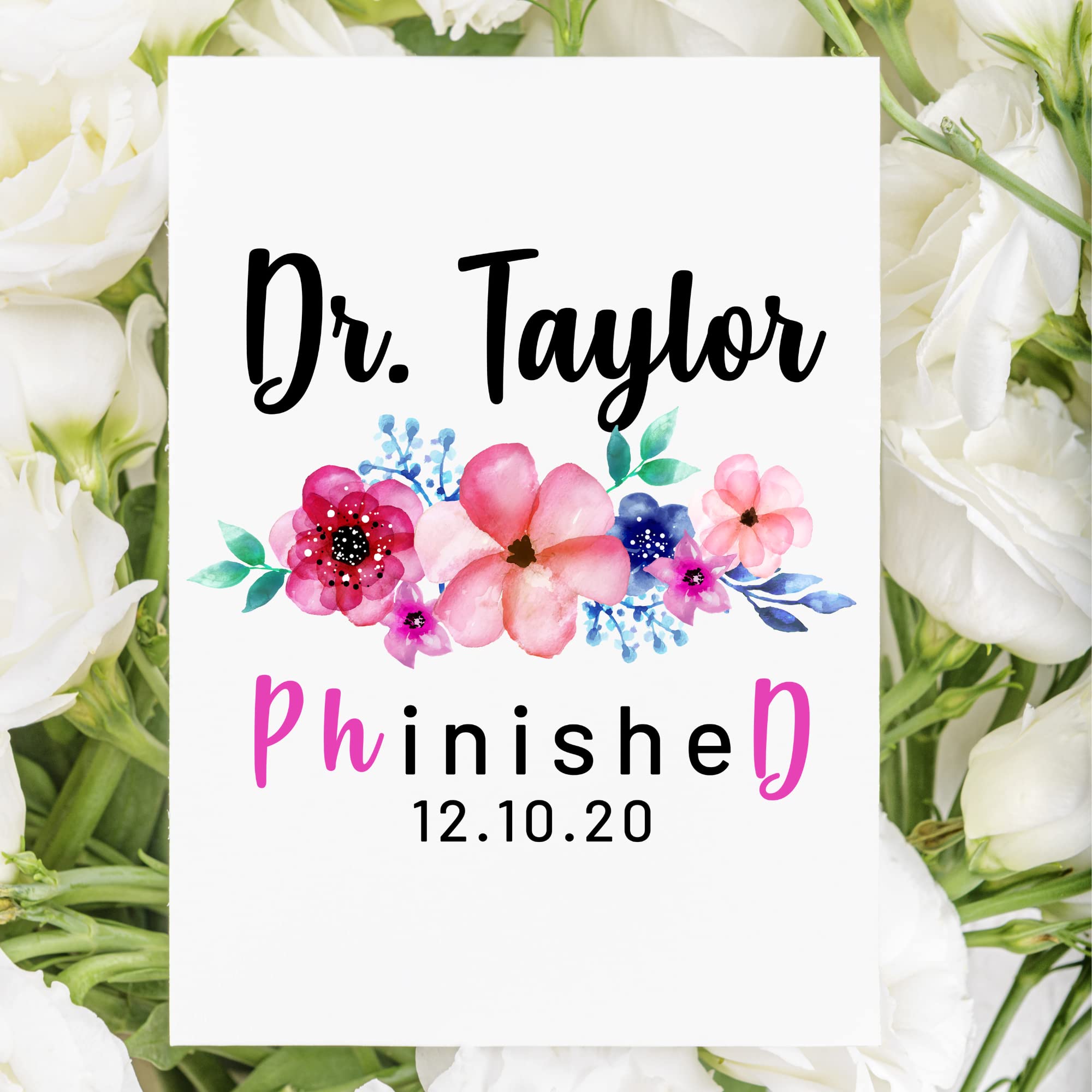 Personalized PhD Graduation Card - Custom Name & Date Doctorate Greeting Card | Funny Dr. Card for University Graduates | Class of 2022 Gift for Her | Perfect for Medical School Graduation Parties & Academic Achievements