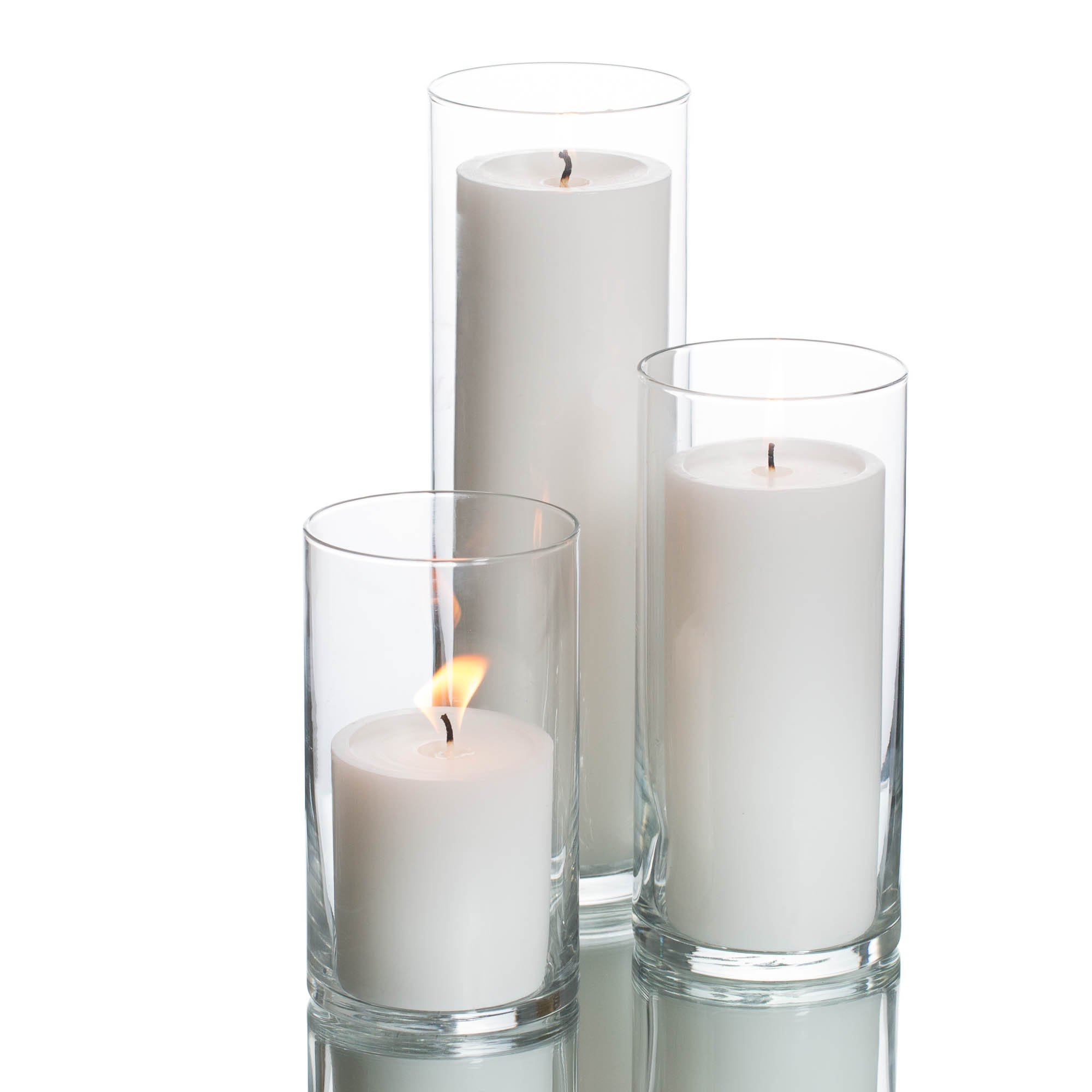36-Piece Glass Eastland Cylinder Vases & White Richland Pillar Candles Set - 3