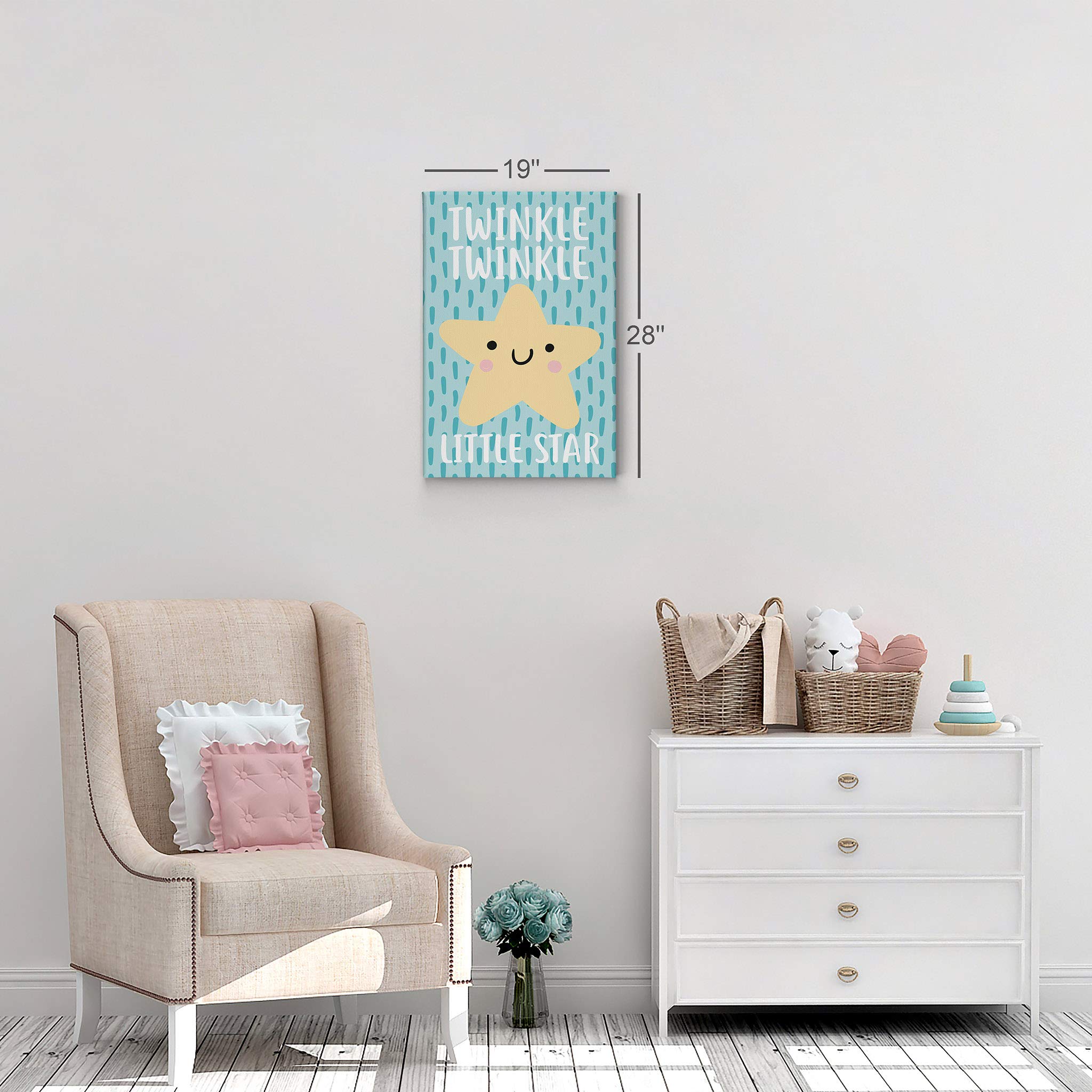 Twinkle Twinkle Little Star Canvas Print - Blue Background Nursery Wall Art for Baby & Kids Room Decor - Ready to Hang 36x24 - Made in USA | Perfect for Nursery, Bedroom, Playroom & Gift Ideas