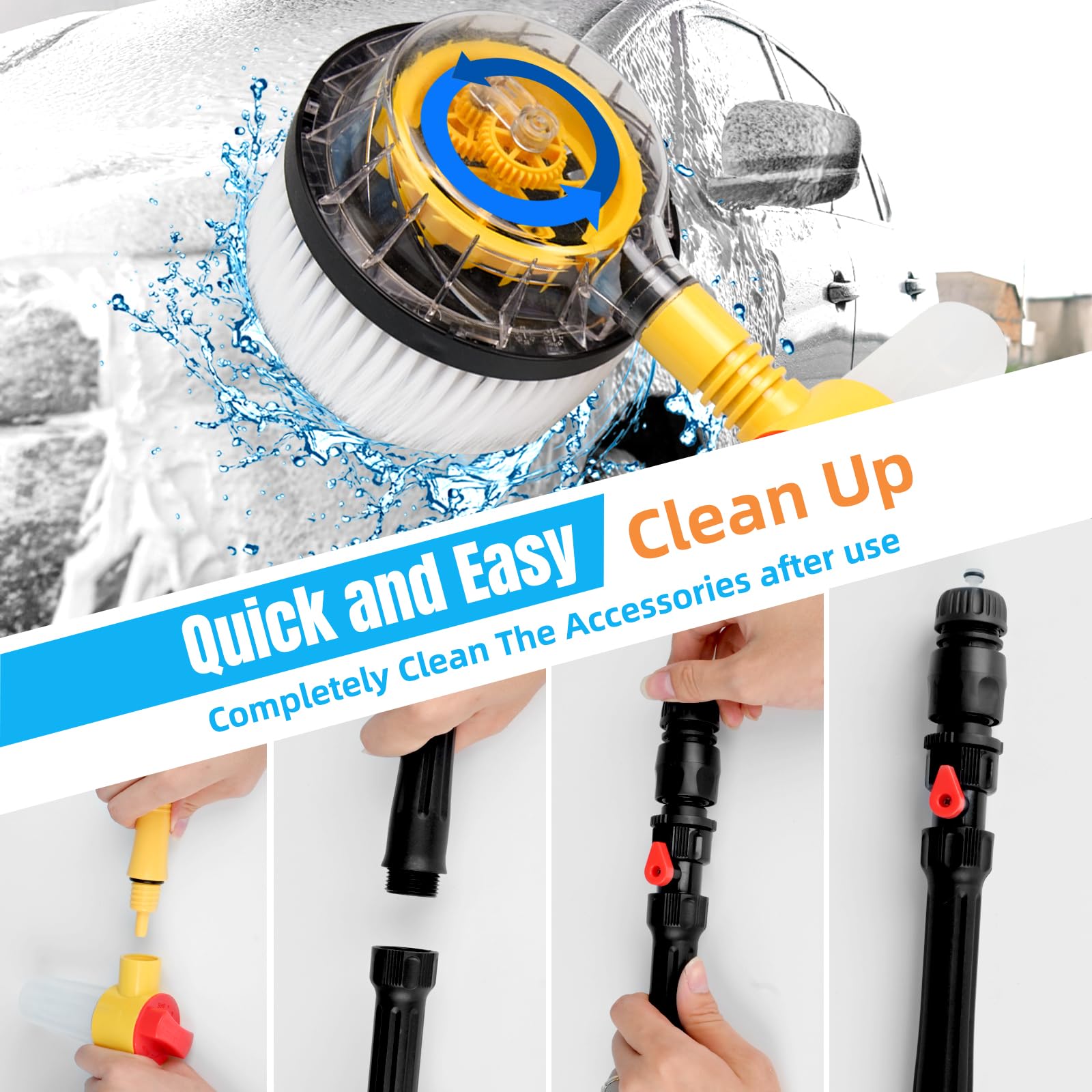 Premium Microfiber Car Wash Mitt & Rotating Brush Kit - 47