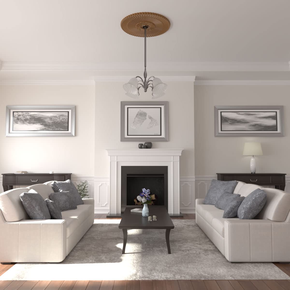 Ekena Millwork CM41NESTF 41-Inch Nexus Ceiling Medallion - Hand-Painted Smokey Topaz Finish, 1 5/8