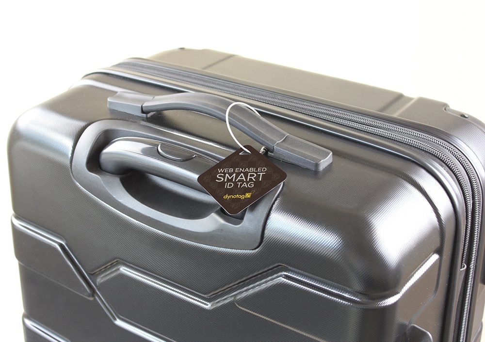 Dynotag® Web Enabled Smart ID Tag - Deluxe Stainless Steel Pet Tag with Braided Steel Loop | DynoIQ™ & Lifetime Recovery Service | Diamond Brown | Perfect for Dogs, Cats & Travel Luggage Identification