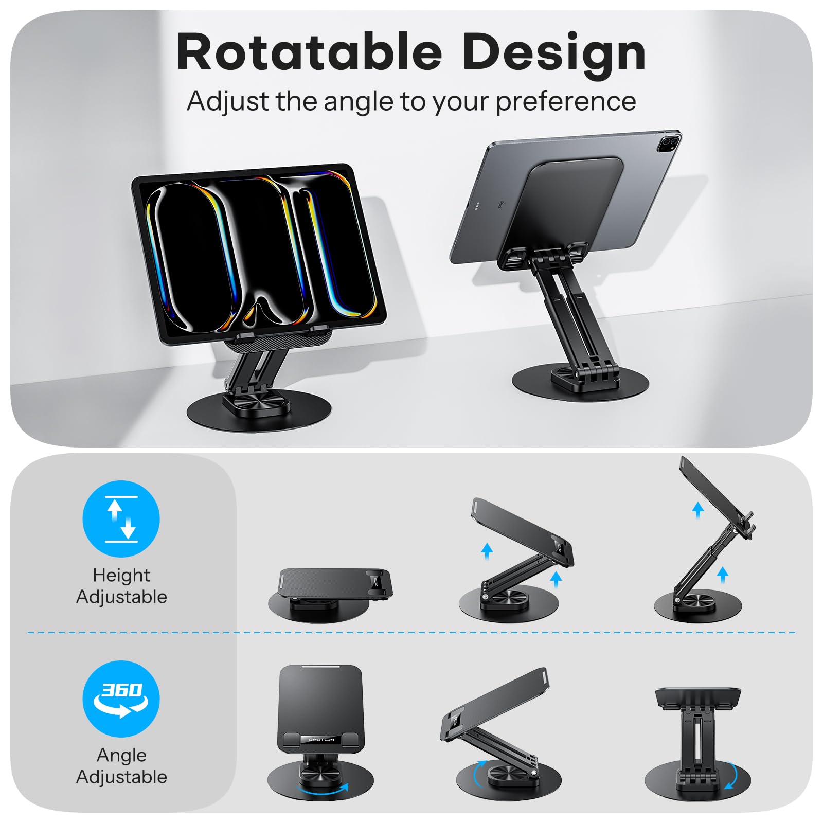 OMOTON Adjustable Tablet Stand Holder for iPad Pro 11/10.2/13/Air/Mini, Kindle & 4-15.6