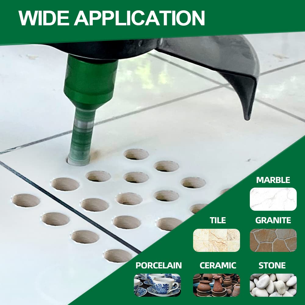Diamond Hole Saw Set - 5pc Core Drill Bits 25/35/50/65/102mm with 1pc 25mm Diamond Milling Bit (58-11 Thread) for Porcelain, Ceramic, Tile, Granite, Marble - Perfect for Angle Grinder, Bathroom Renovation & Stone Cutting Projects