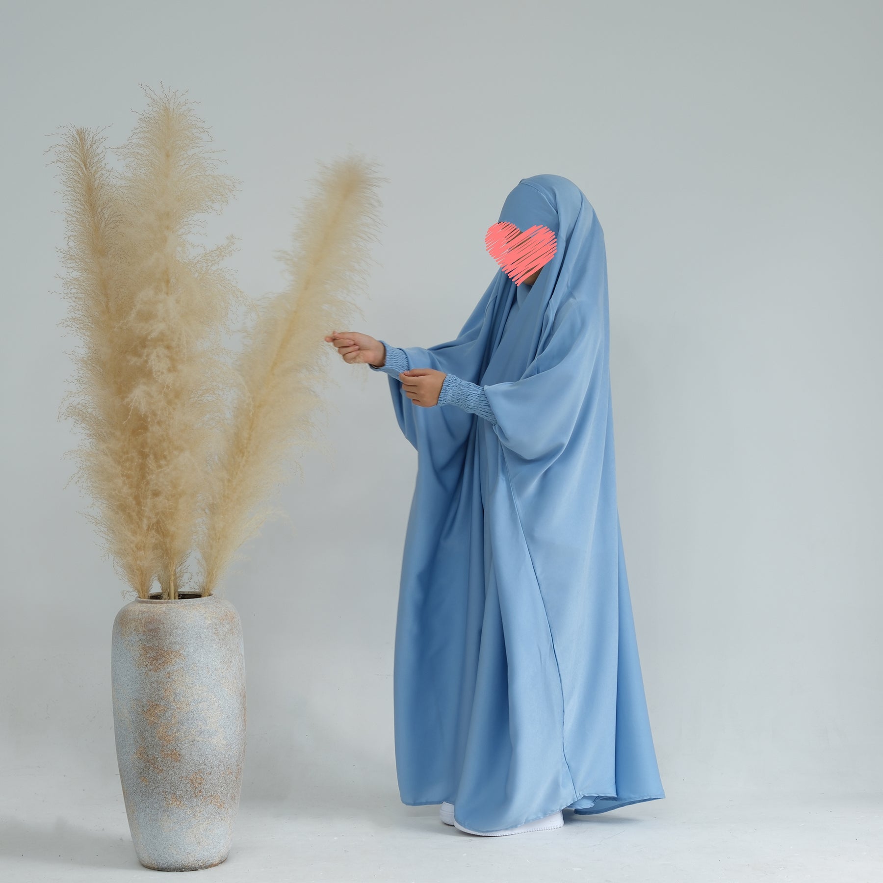 Marwa Kids Satin Jilbab Hijab - Soft Blue Islamic Headscarf for Girls | Perfect for School, Prayer & Special Occasions