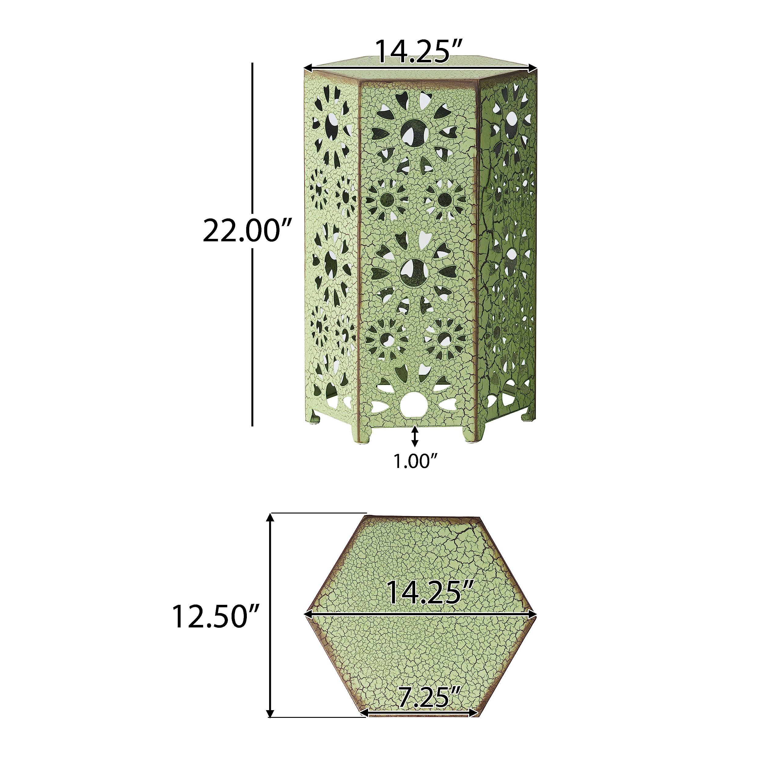 GDFStudio Outdoor Accent Tables - Rustic Iron Tubing with Crackle Green Finish - Perfect for Patio, Garden & Porch Decor
