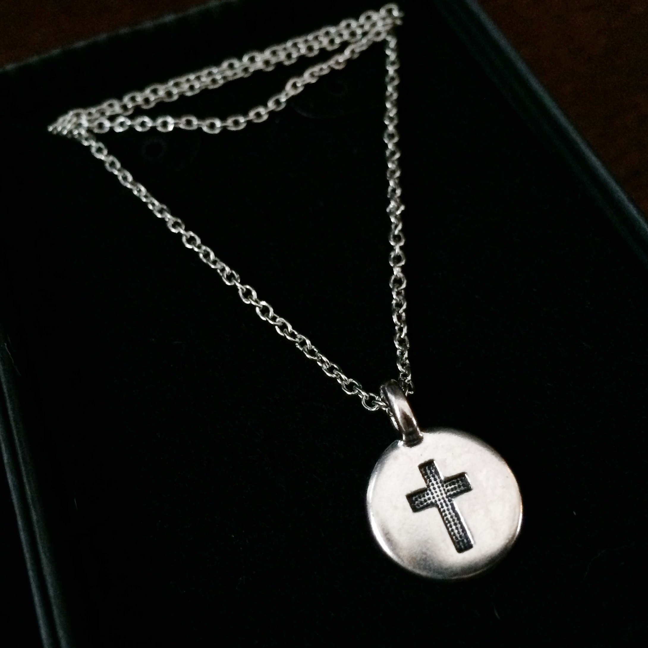 Silver Tone Engraved Cross Charm Necklace - Religious Jewelry Gift for Catholic Women - Perfect for Baptism, First Communion & Daily Faith Wear