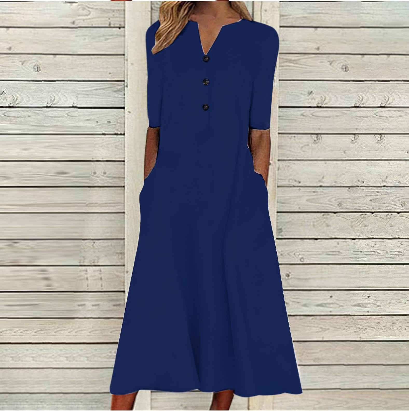 Women's Cotton Linen Button Up Maxi Shirt Dress - Casual Loose Long Sleeve Dress with Pockets | Perfect for Summer Outfits, Beach Cover Up, and Boho Style Fashion