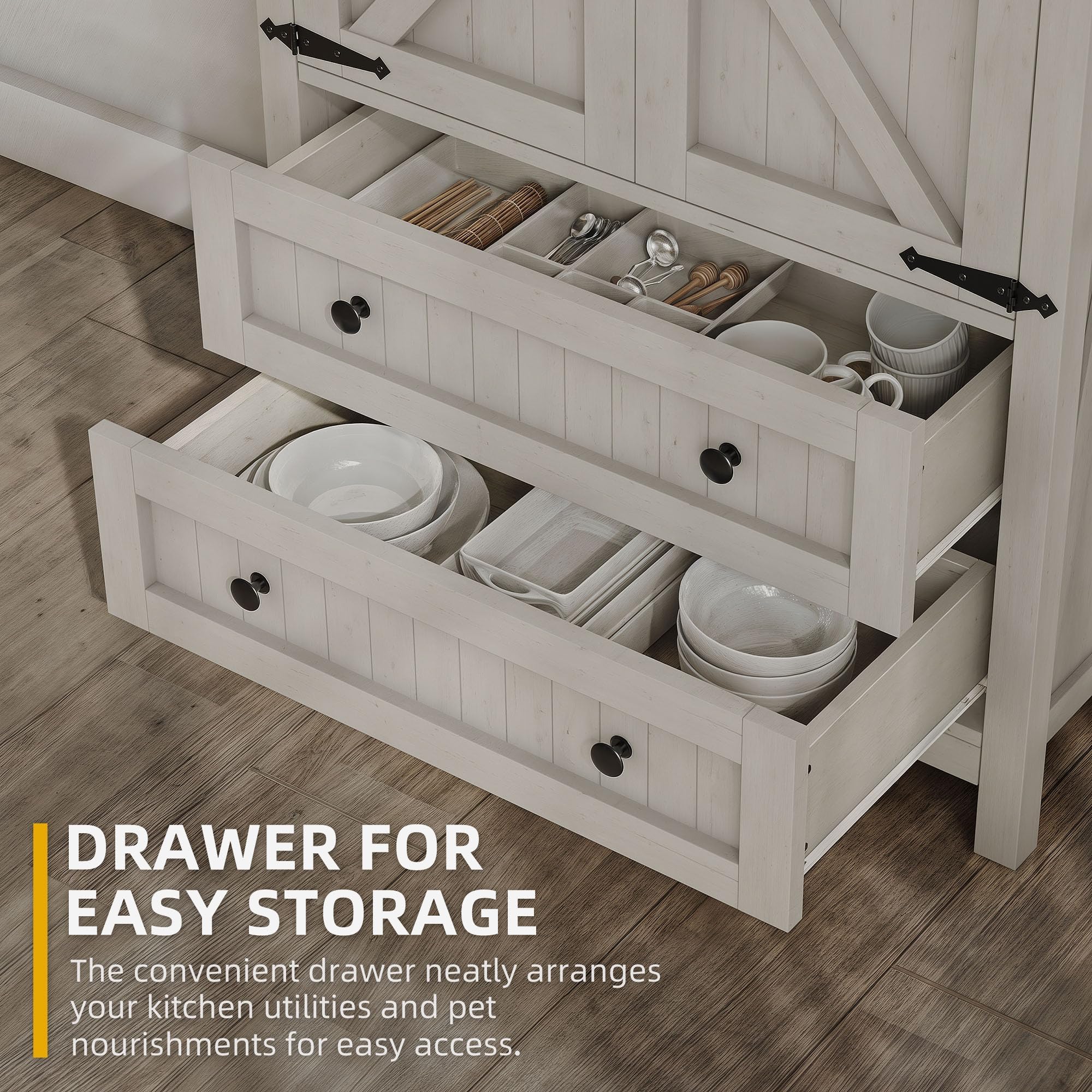 DWVO Farmhouse Kitchen Pantry Cabinet - 64.5
