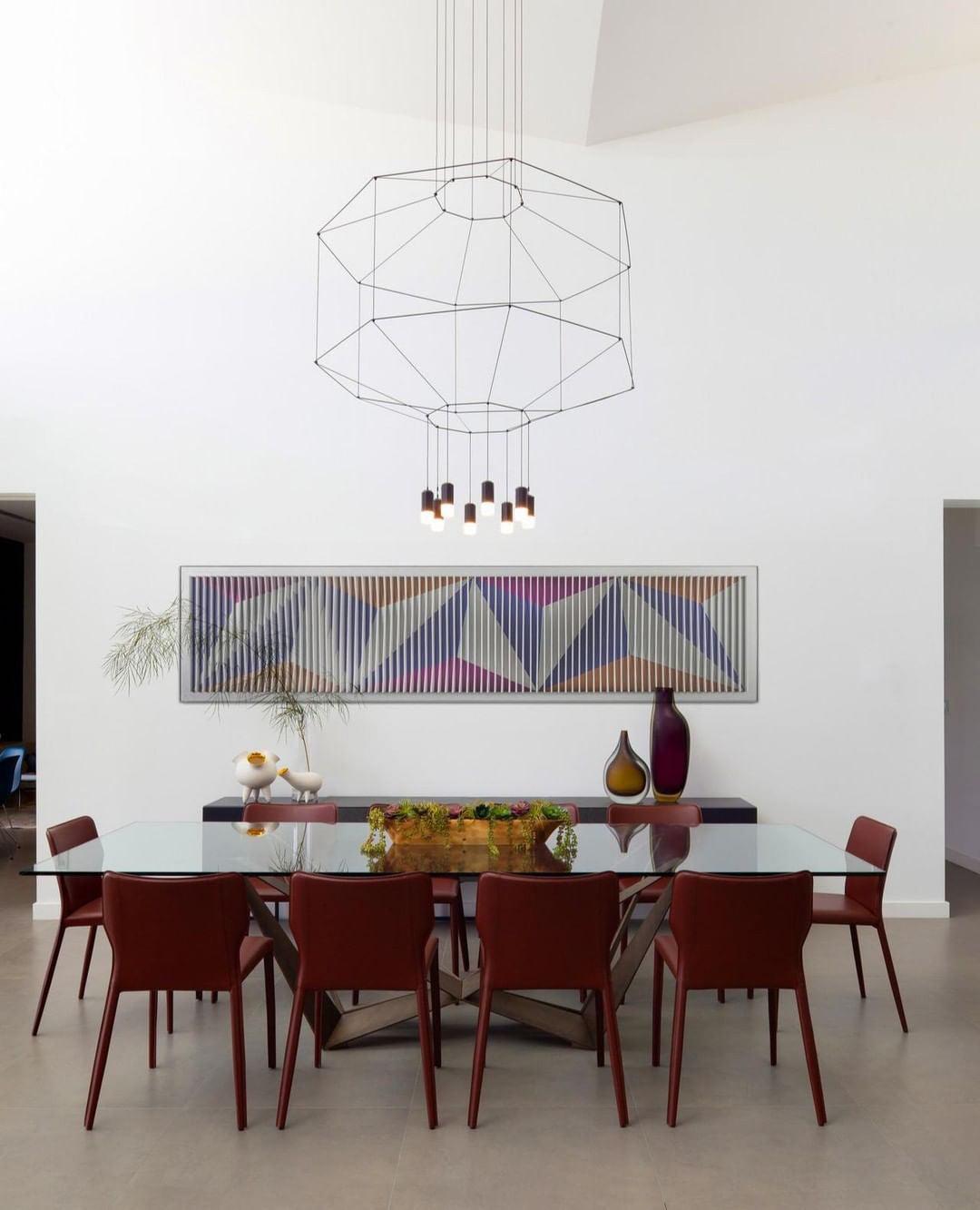 Modern Geometric Lines Pendant Light - Minimalist Ceiling Lamp for Dining Room, Kitchen Island & Living Room Decor