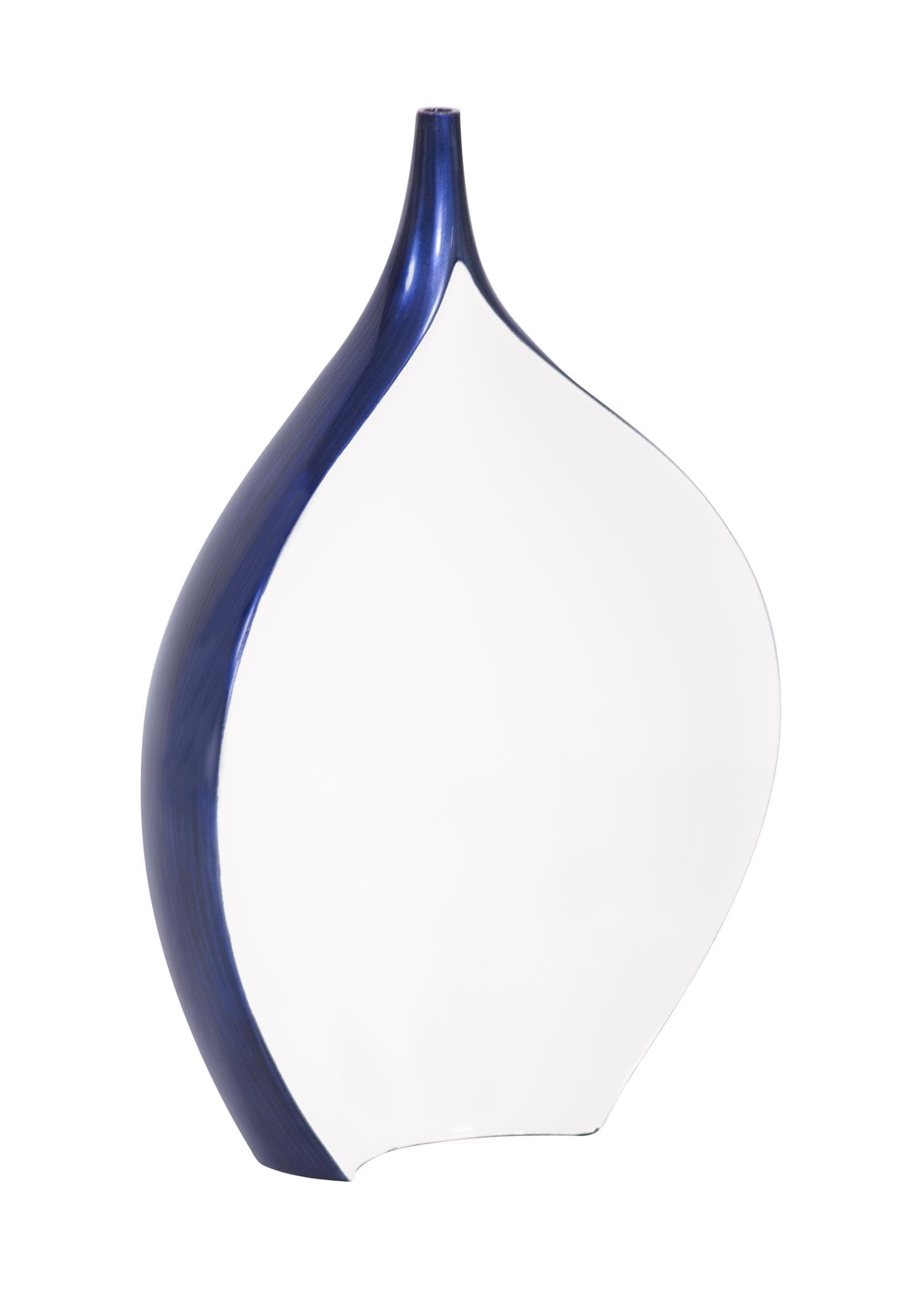 Howard Elliott Cobalt Blue Wooden Vase - Handcrafted Home Decor with Rich Cobalt Blue & Brushed Black Lacquered Finish - Perfect for Table Centerpiece, Flowers, Console Table & Living Room Decor - Ideal for Farmhouse, Modern & Boho Style Home Decor