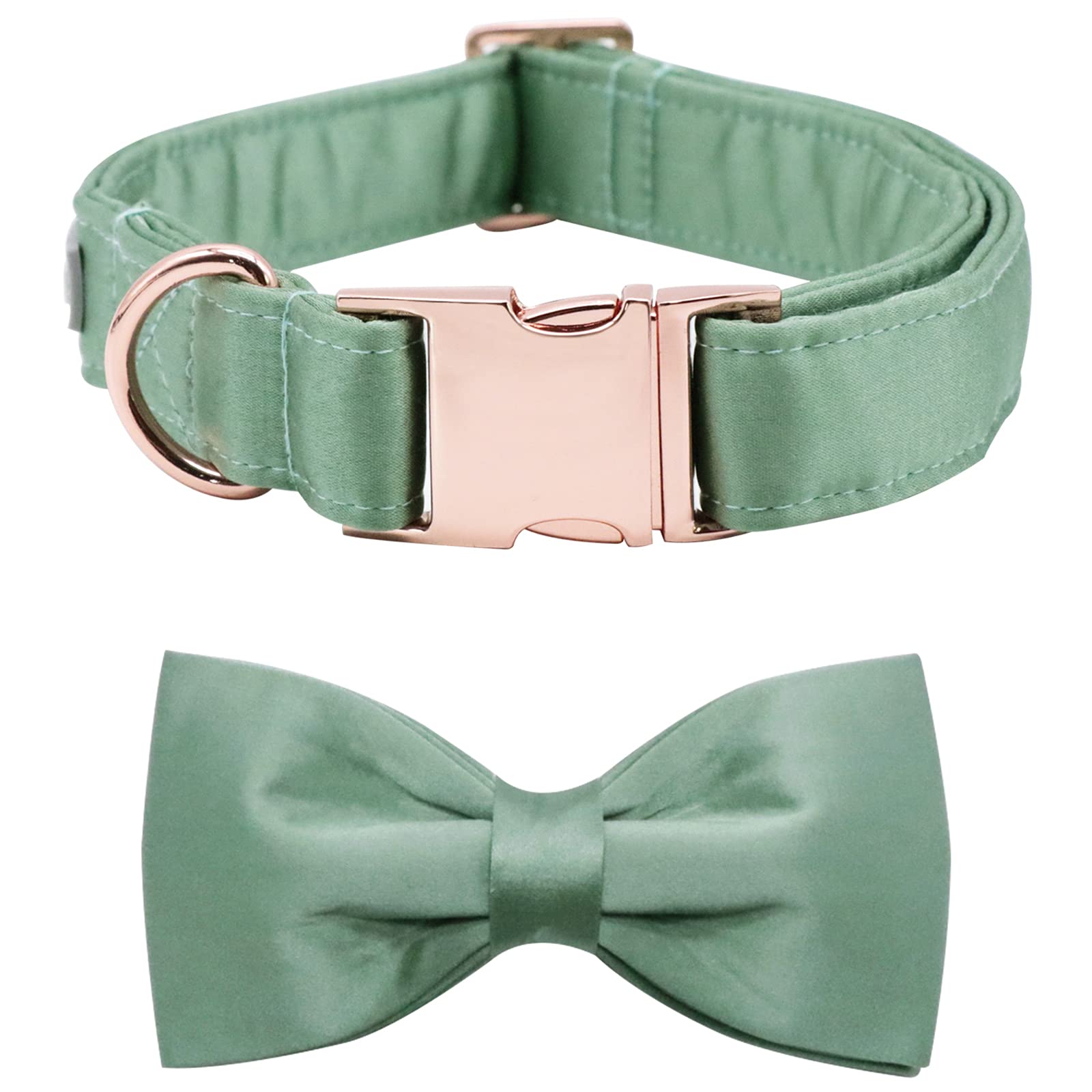 Lionet Paws Bowtie Dog Collar - Premium Silk Green Adjustable Pet Collar with Detachable Bow Tie for Small Dogs (10-16 Inch Neck) - Perfect for Weddings, Parties & Special Occasions