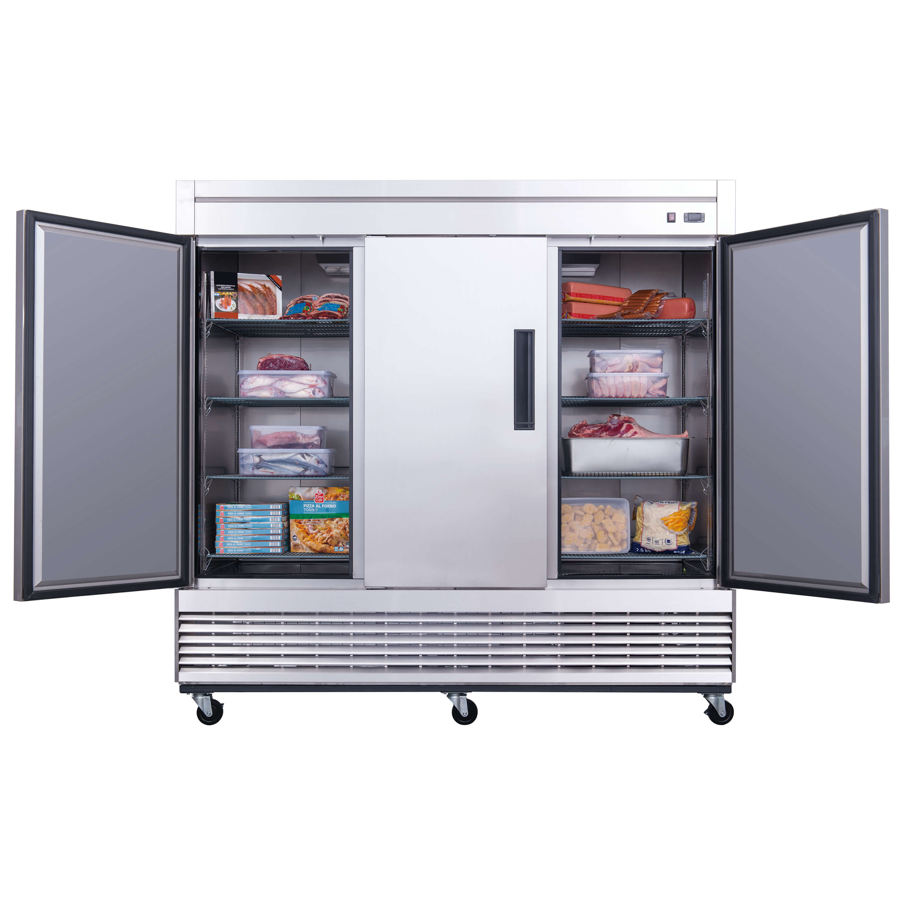 Dukers D83F 3-Door Commercial Freezer - Energy Efficient Upright Deep Freezer for Restaurants, Grocery Stores & Home Use