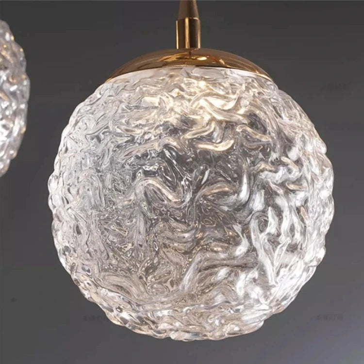 Gold Bubble Glass Pendant Light - Modern Flush Mount Chandelier for Dining Room, Bedroom & Kitchen Lighting | Elegant Ceiling Fixture for Home Decor