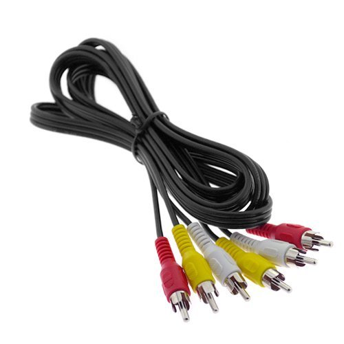 Premium 12ft Black 3 RCA Audio Video Composite Cable - High Quality AV Cable for Home Theater, Gaming Consoles & DVD Players