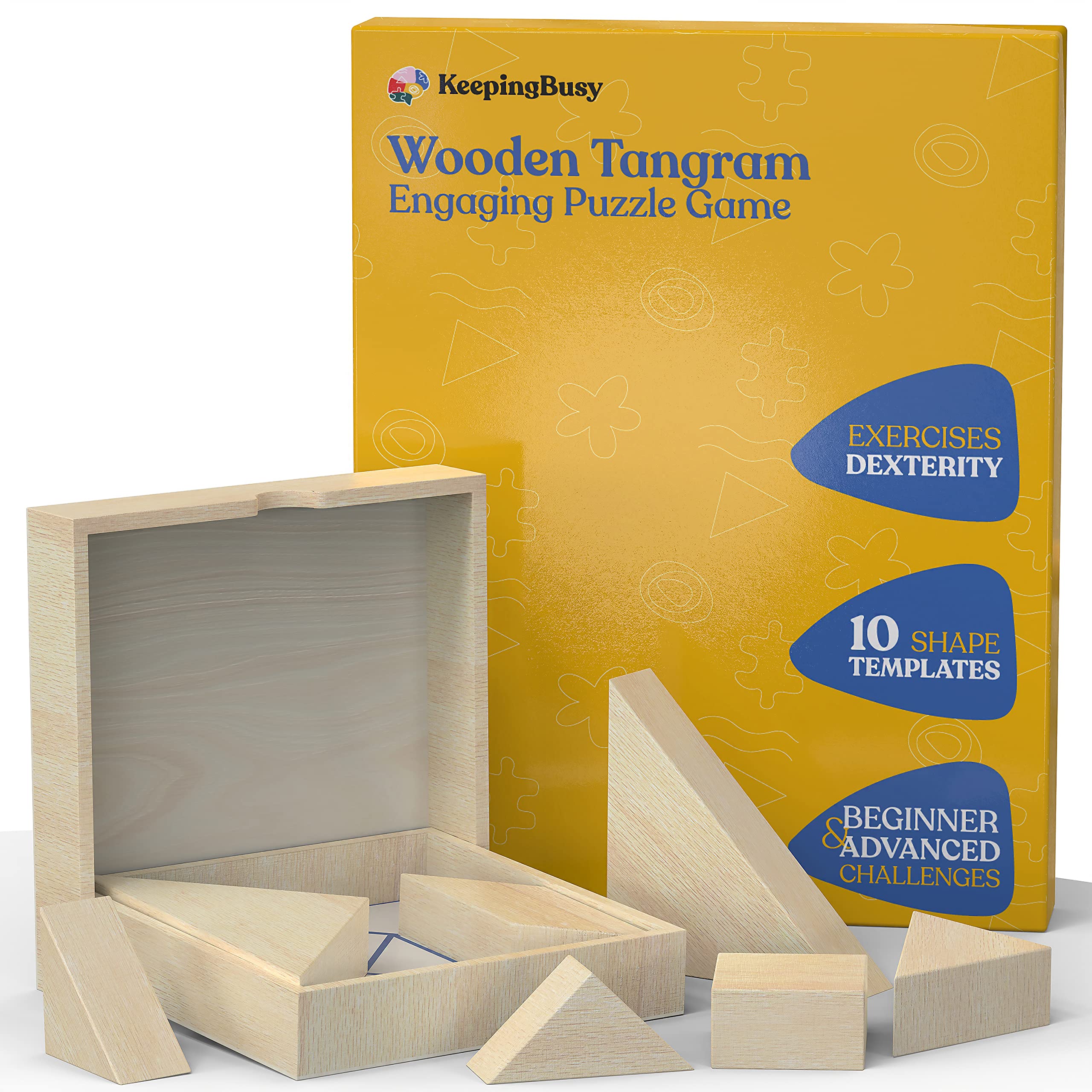 Dementia Busy Box with Tangram Game & Templates for Seniors - Alzheimer's Activities & Elderly Care