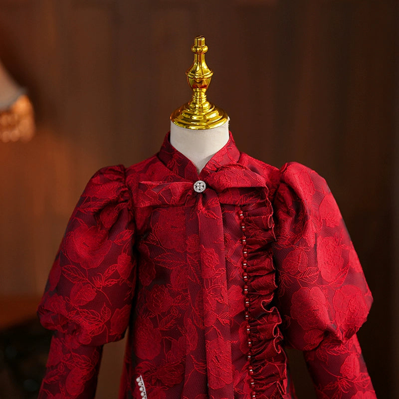 Adorable Toddler Christmas Dress with Embroidery - Princess Birthday Party Gown for Girls | Perfect for Holiday Photos, Special Occasions & Festive Celebrations