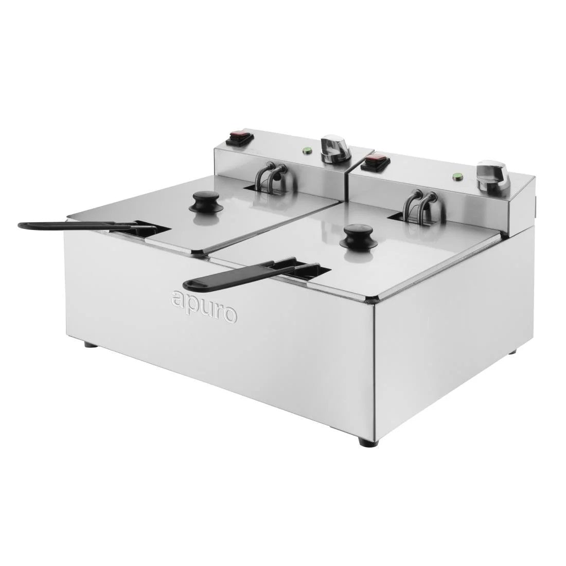 Apuro 5L Double Electric Deep Fryer - Commercial & Home Use for Chicken, Fish, French Fries - Fast & Safe Oil Frying Appliance for Restaurants, Parties, Family Cooking