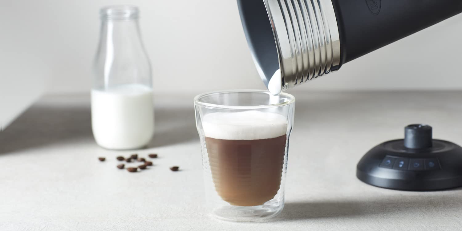 K-Fee® Lattaero Electric Milk Frother - Stainless Steel Whisk for Hot & Cold Frothy Milk - Easy Clean Handheld Foam Maker - Perfect for Cappuccino, Latte & Hot Chocolate at Home