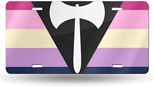Jianxiong Auto LGBTQ+ Pride License Plate - Lesbian Labrys Flag Aluminum Vanity Tag for Cars & Trucks - Show Your Pride on the Road