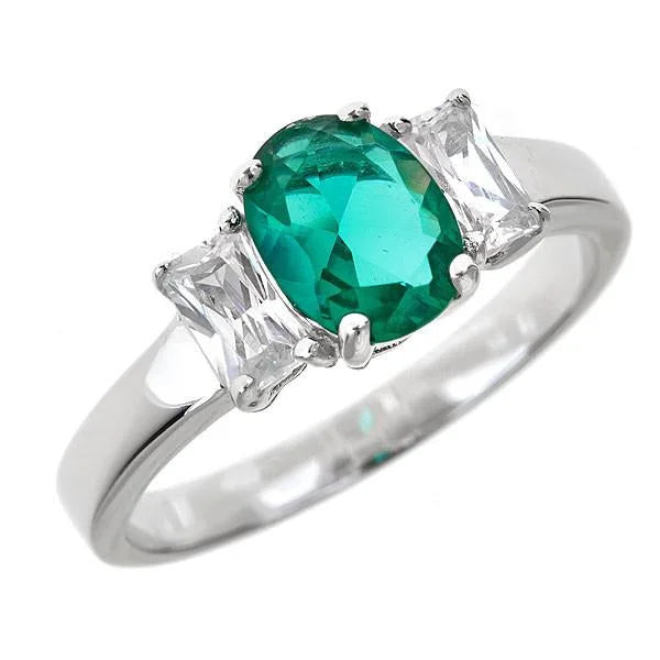 Exquisite Sterling Silver & Genuine Emerald Ring for Women - Elegant Jewelry Gift for Wedding, Anniversary & Special Occasions
